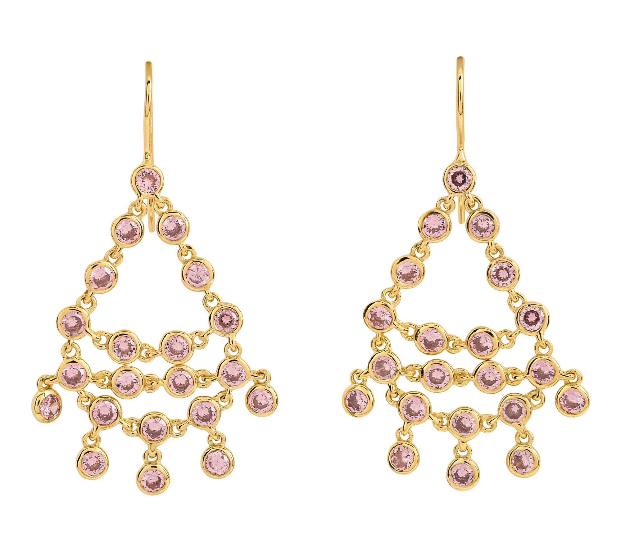 Diamonique 7.95 cttw Pink Dangle Earrings, 14KGold Plated