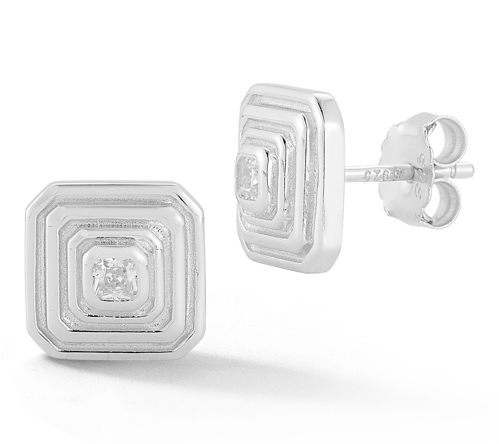 Sterlina Silver Vintage Square Stud Earrings, Sterling