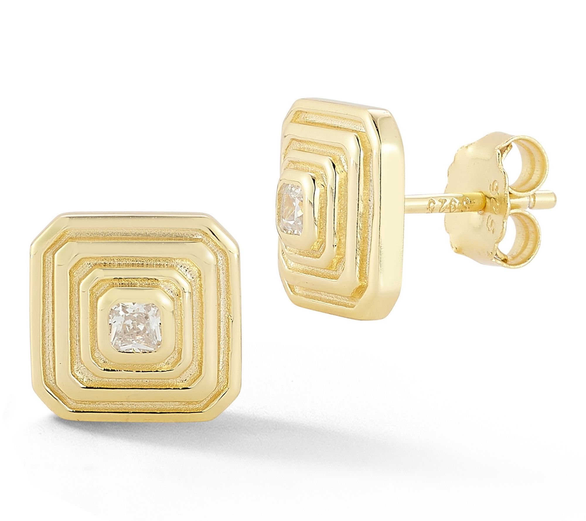 Sterlina Silver Vintage Square Stud Earrings, Sterling