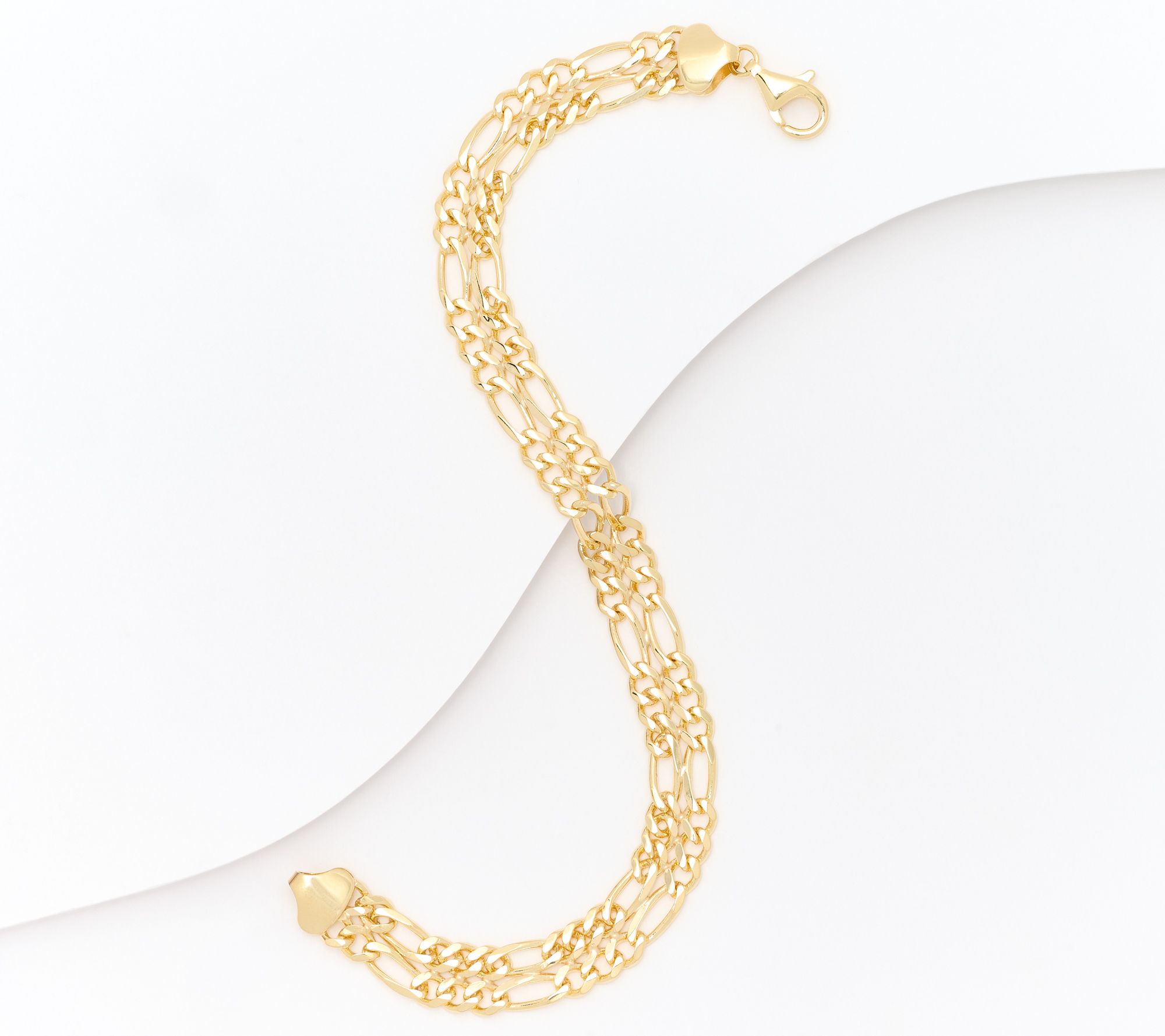 "As Is" Adorna Double Figaro Chain Bracelet, 14K Gold, 9.0g