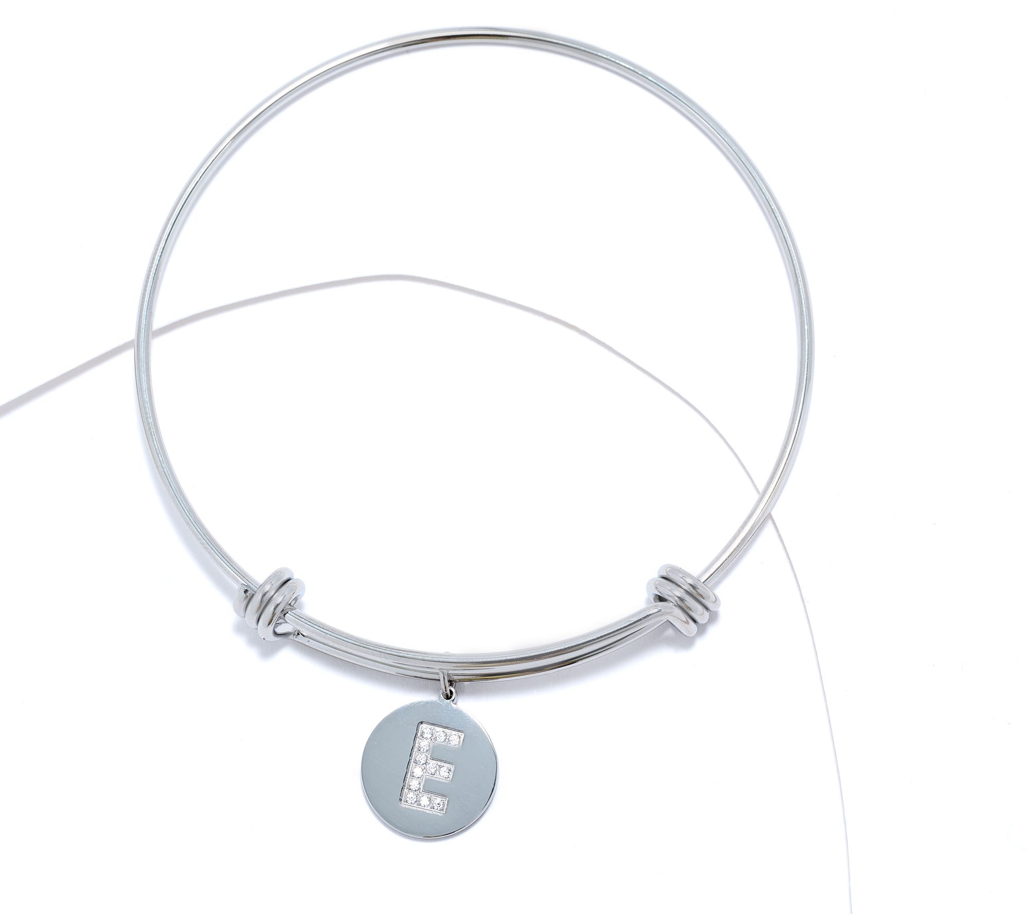 "As Is" Steel by Diamonique Initial Bracelet, Silvertone