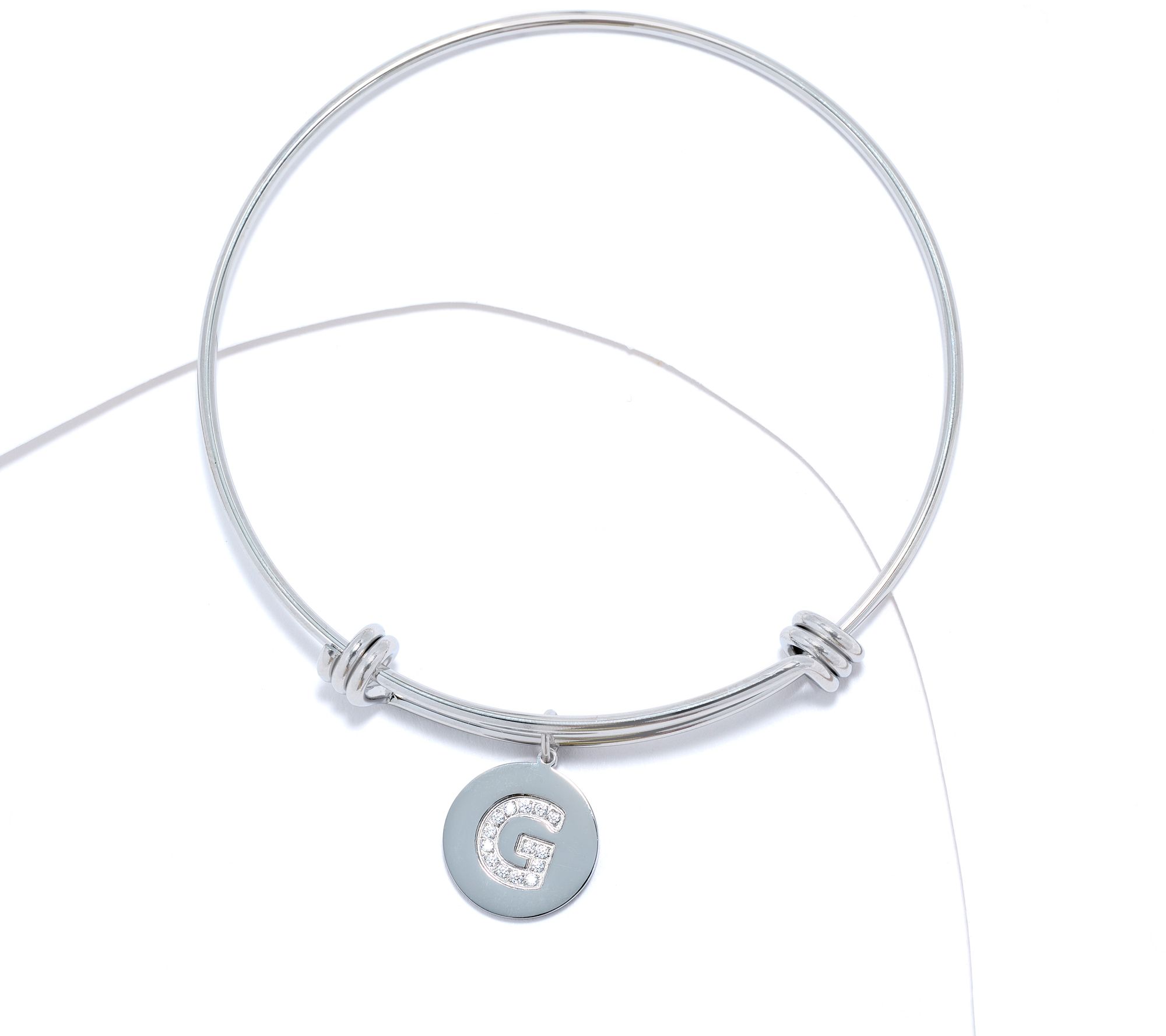 "As Is" Steel by Diamonique Initial Bracelet, Silvertone