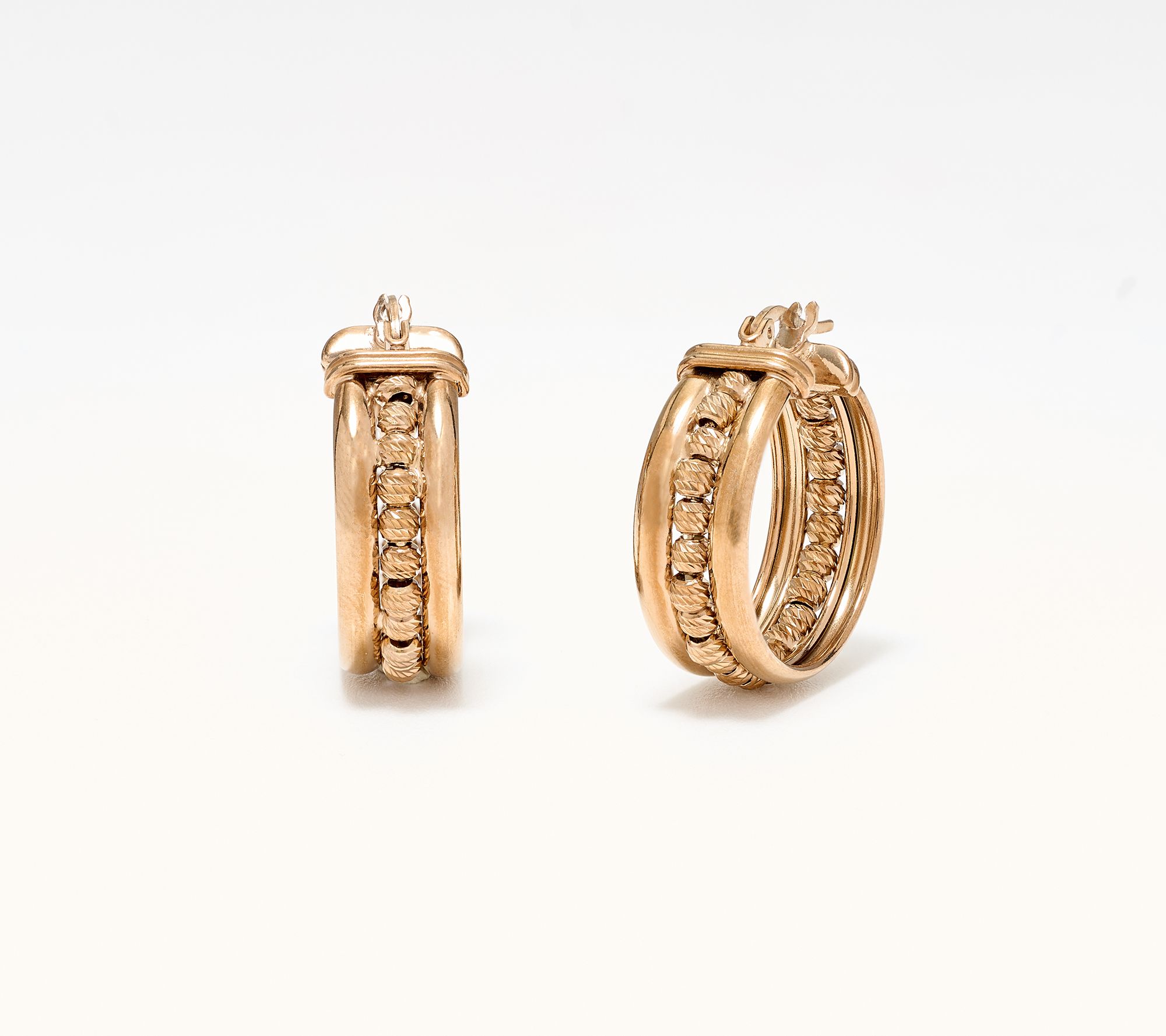 David Markstein Bronze Handcrafted Luxe Beaded Hoop Earrings