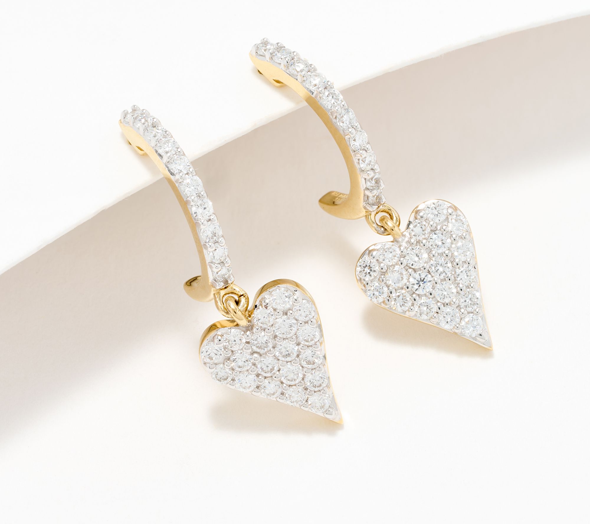 "As Is" JEN by Jennifer Miller Lab Grown Diamond Heart Drop Earrings