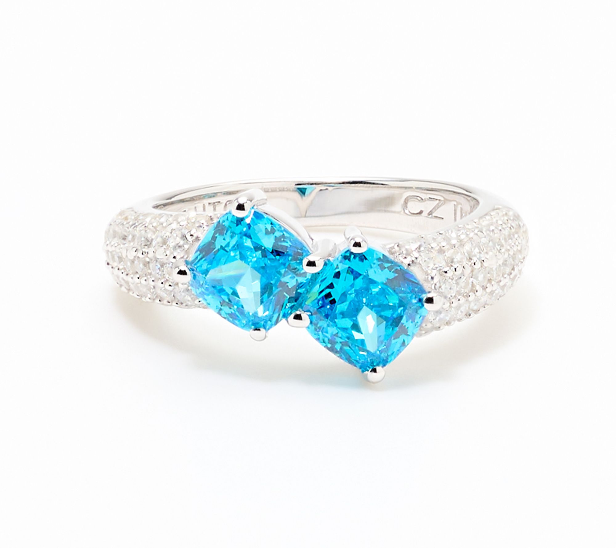 Diamonique x Kathy Levine Applause Double Cushion Ring, Sterling