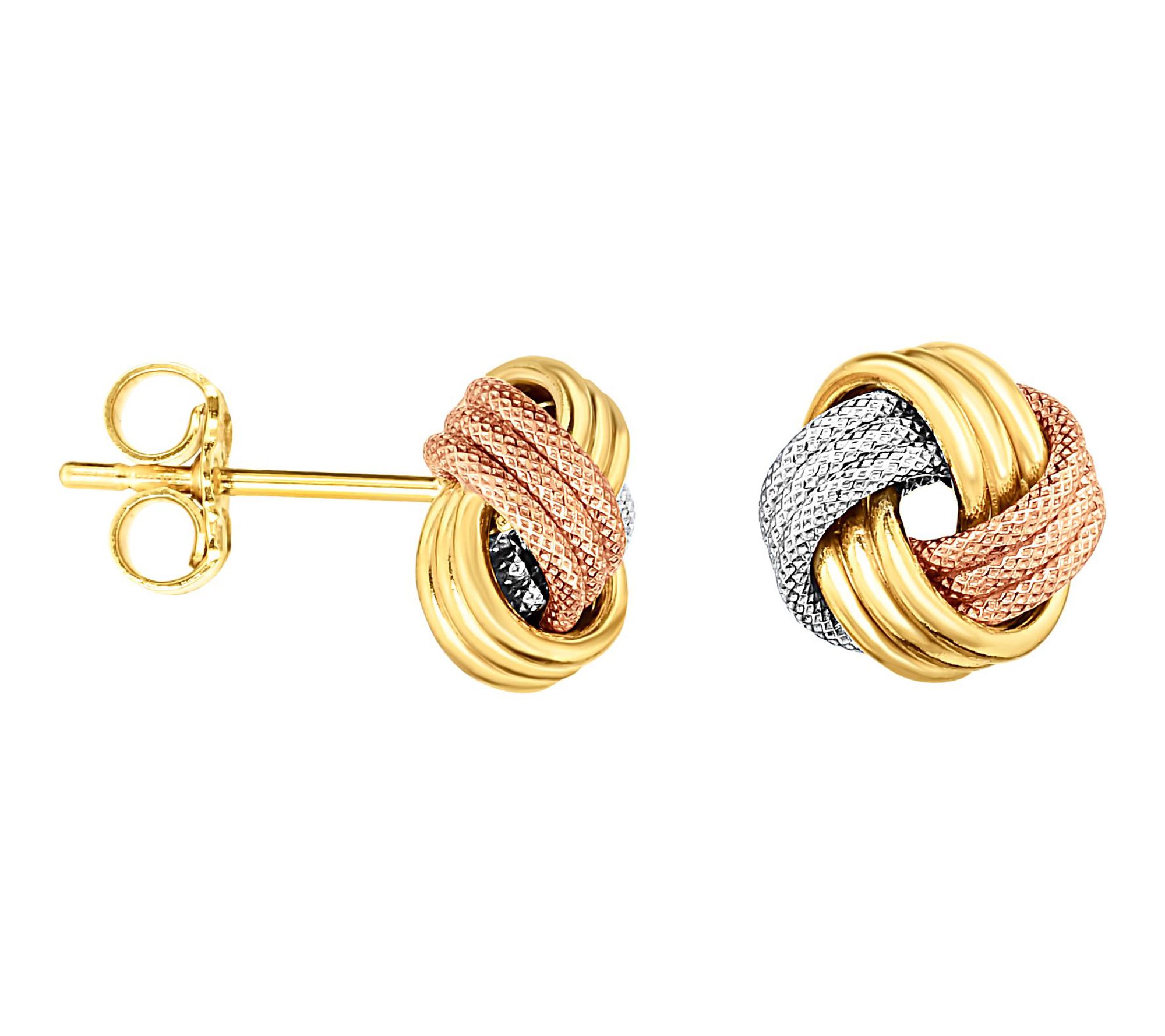 Italian Gold Diamond-Cut Love Knot Stud Earrings, 14K