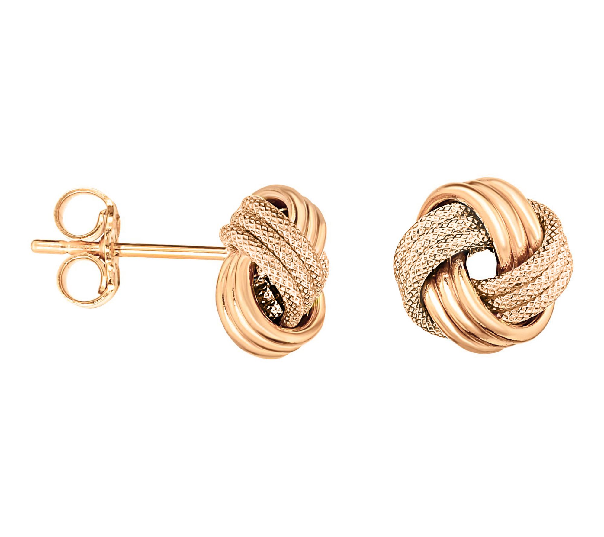 Italian Gold Diamond-Cut Love Knot Stud Earrings, 14K
