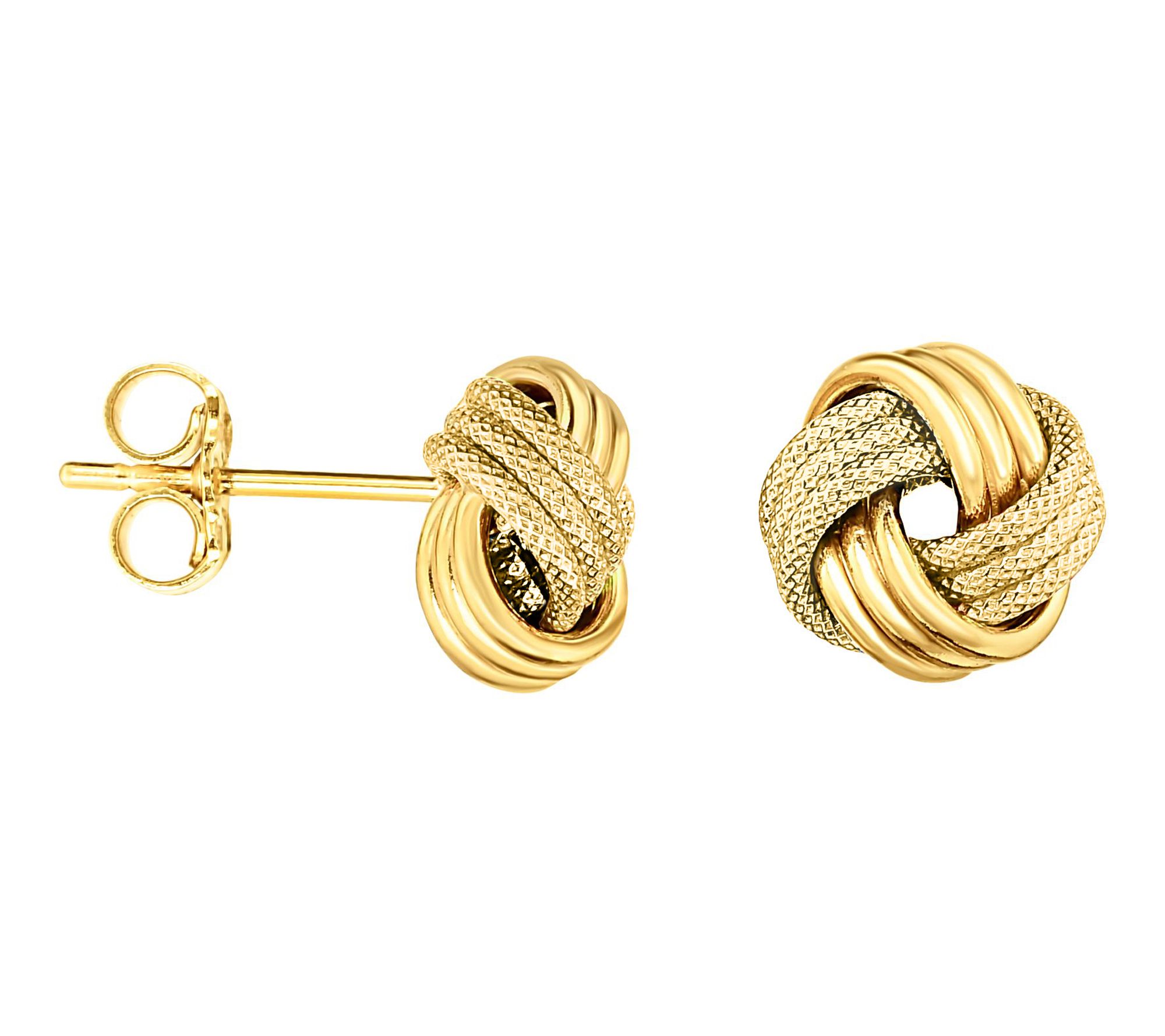 Italian Gold Diamond-Cut Love Knot Stud Earrings, 14K