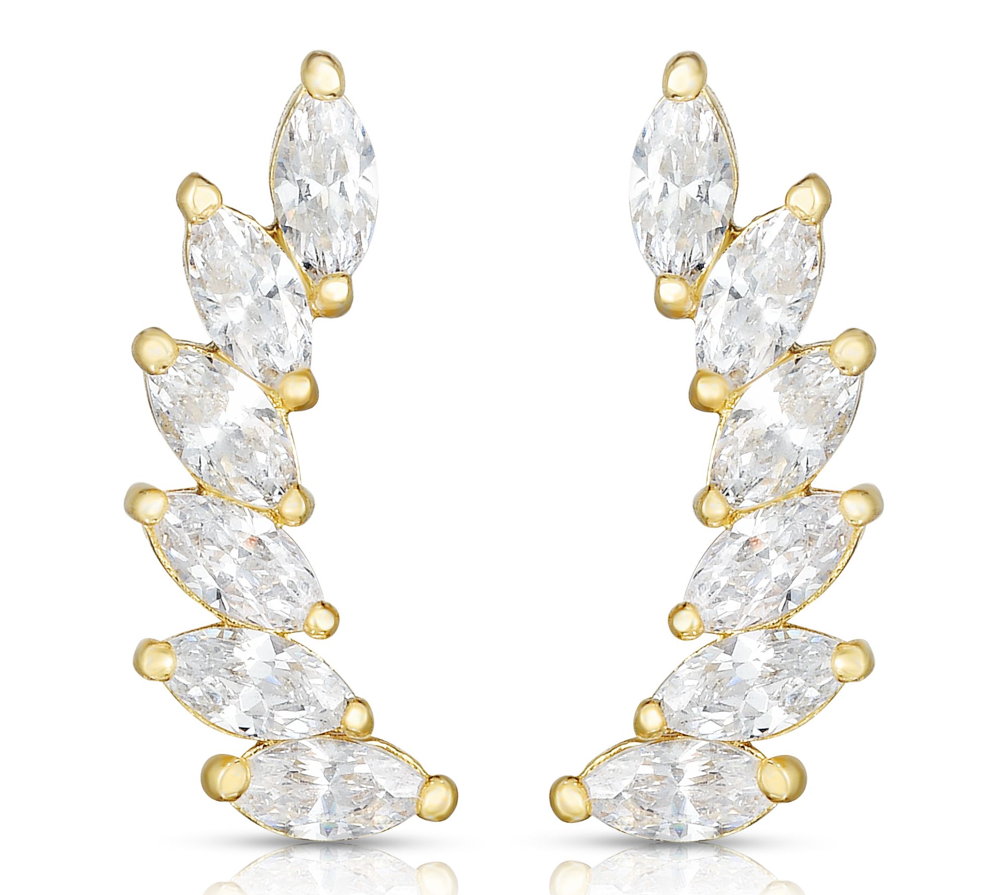 Diamonique Marquise-Cut Ear Climber Earrings, 14K Gold