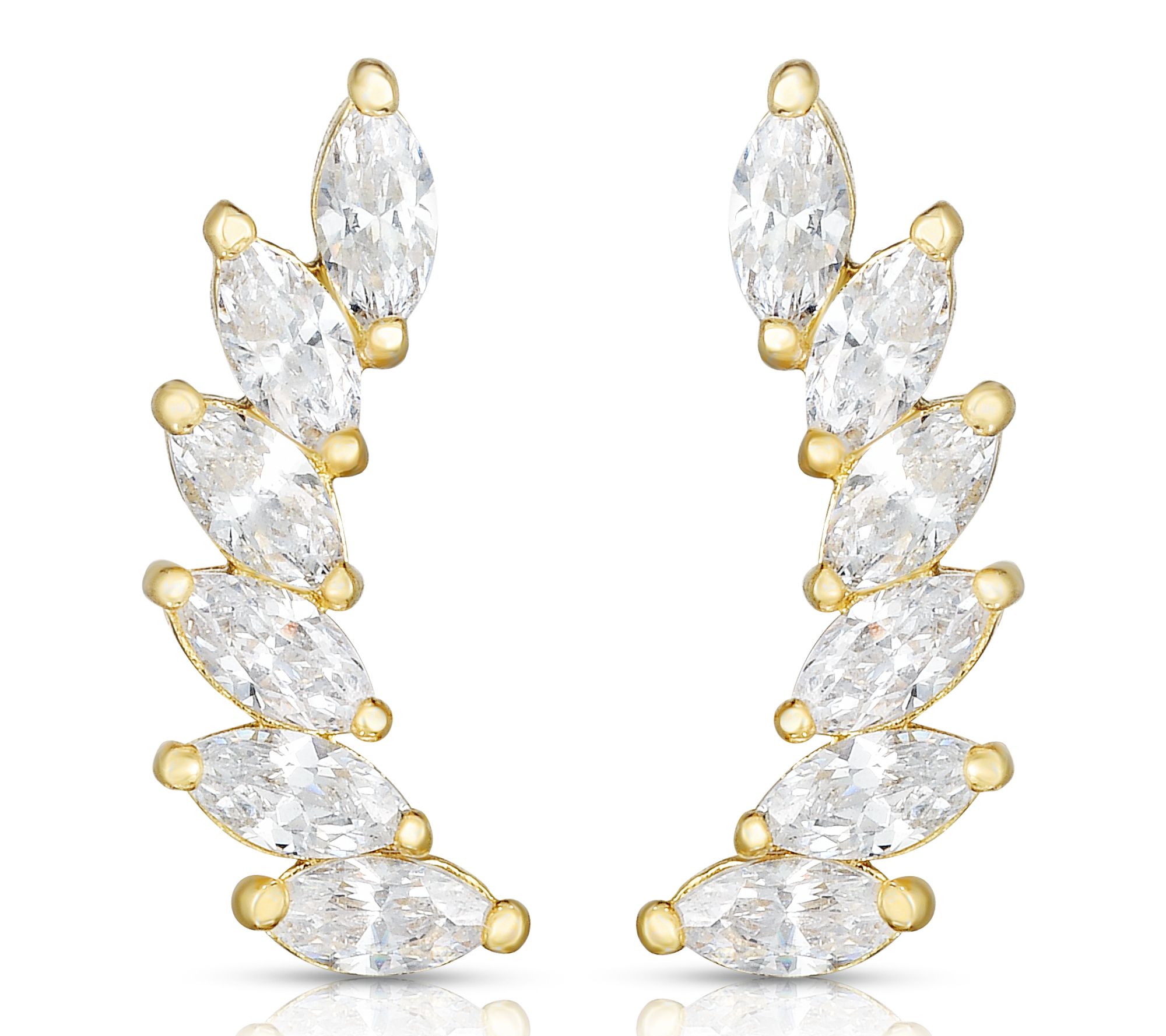 Diamonique Marquise-Cut Ear Climber Earrings, 14K Gold