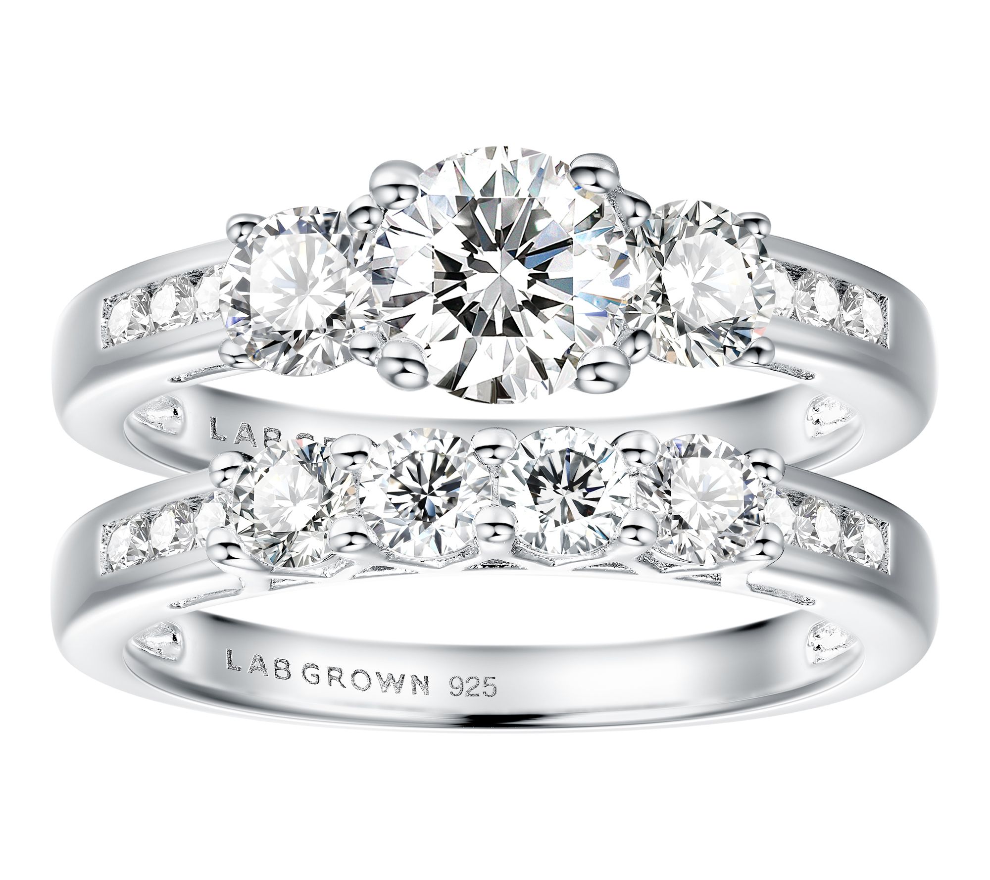 Fire Light 1.80 cttw Lab Grown Diamond Ring Set, Sterling