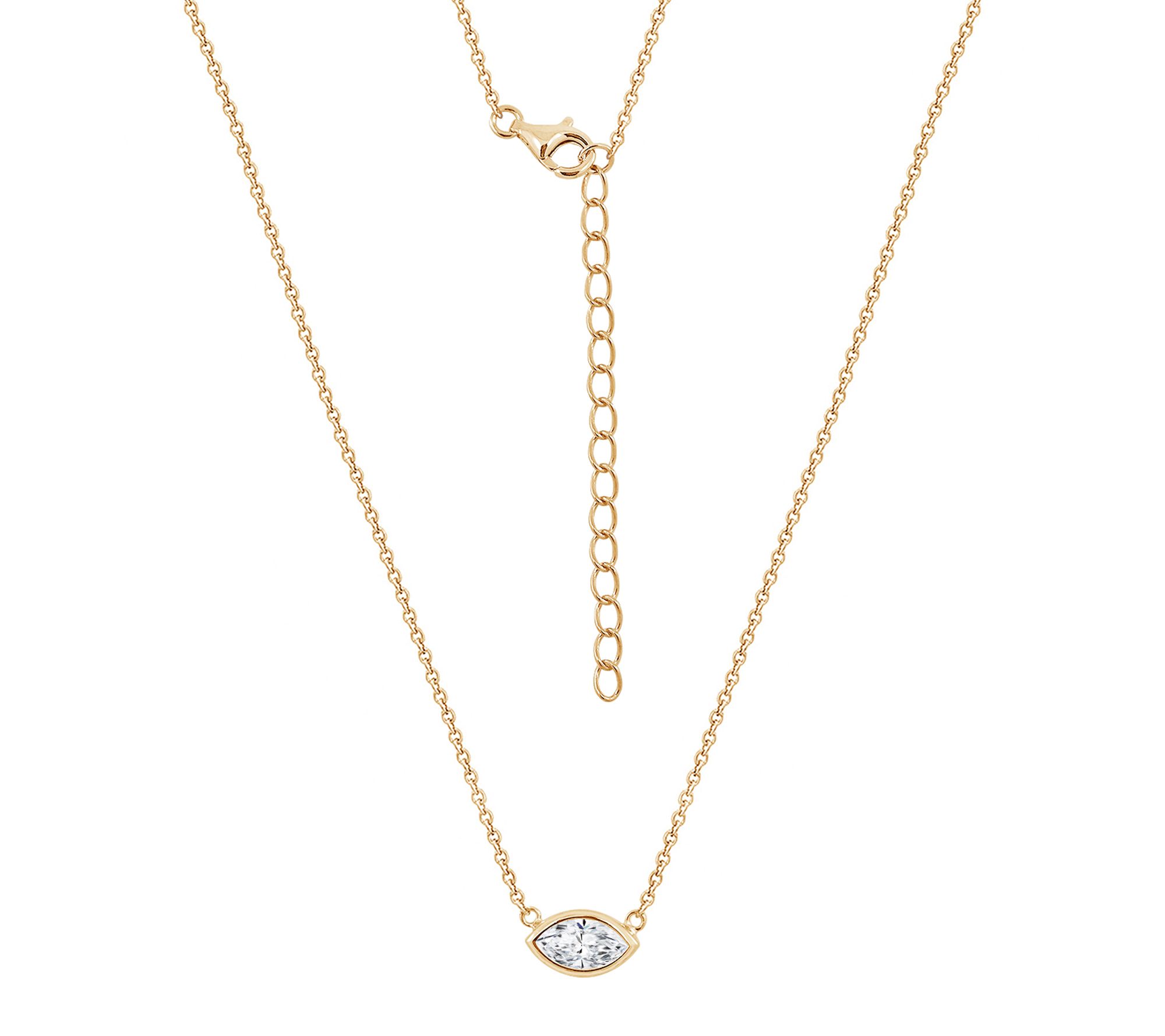 Diamonique Marquise Cut Necklace, 14K Gold Plated