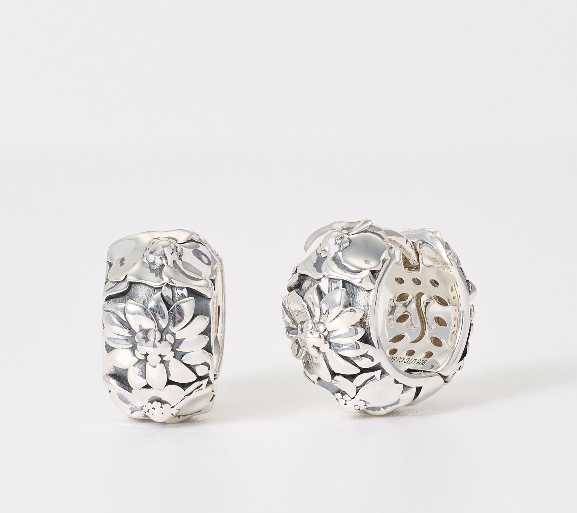 Christian James by Scott Grimes Sterling Silver Floral Garden Huggie Hoops