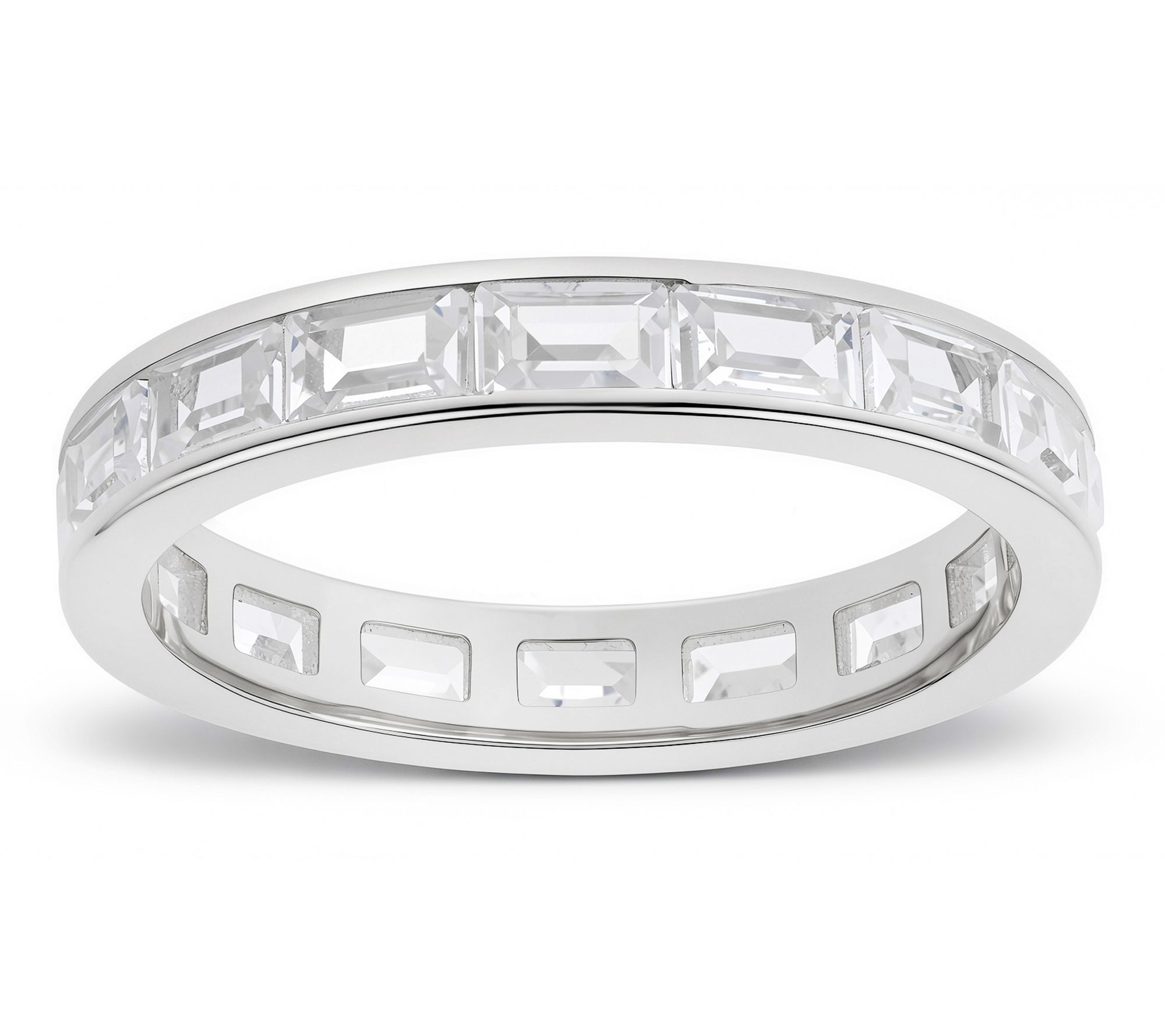 Diamonique Baguette Eternity Ring, Sterling Silver