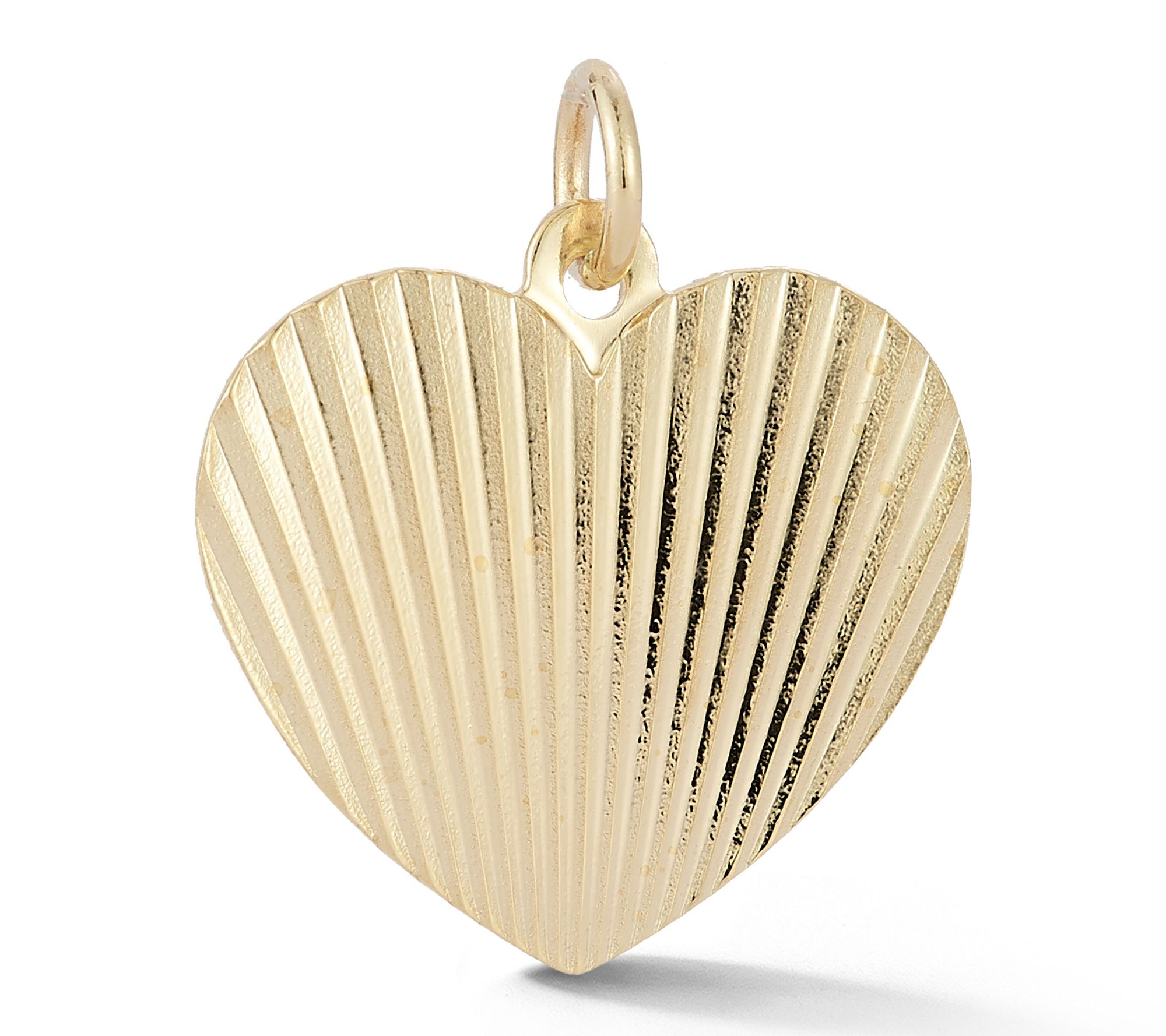 Italian Gold Texture Heart Pendant, 14K