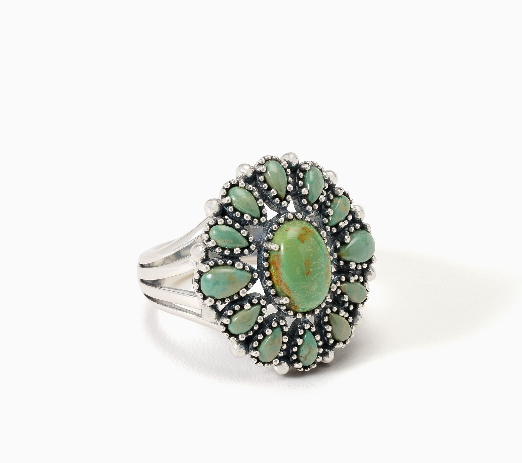 American West Sterling Oval & Pear Cluster Gemstone Ring