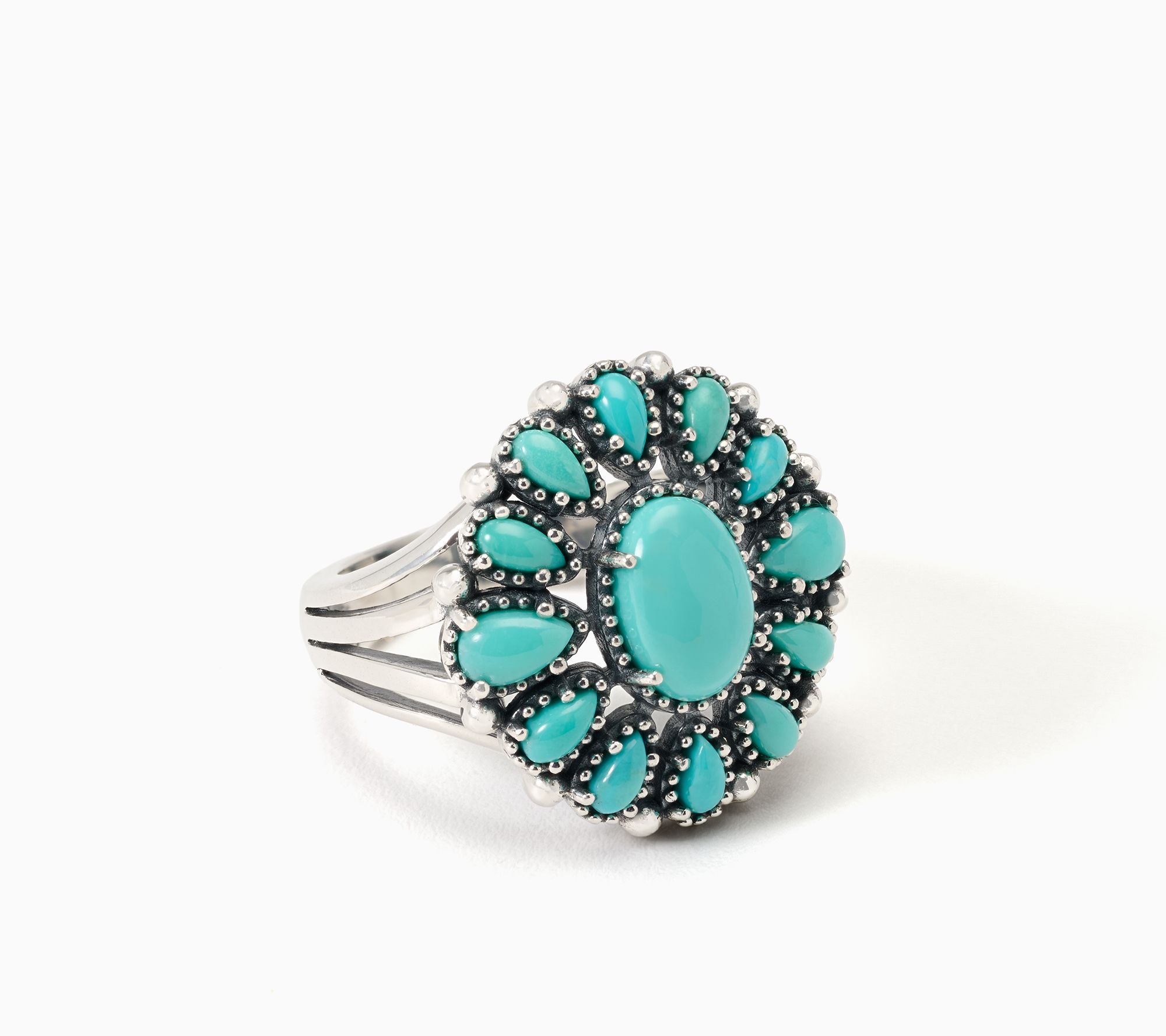 American West Sterling Oval & Pear Cluster Gemstone Ring
