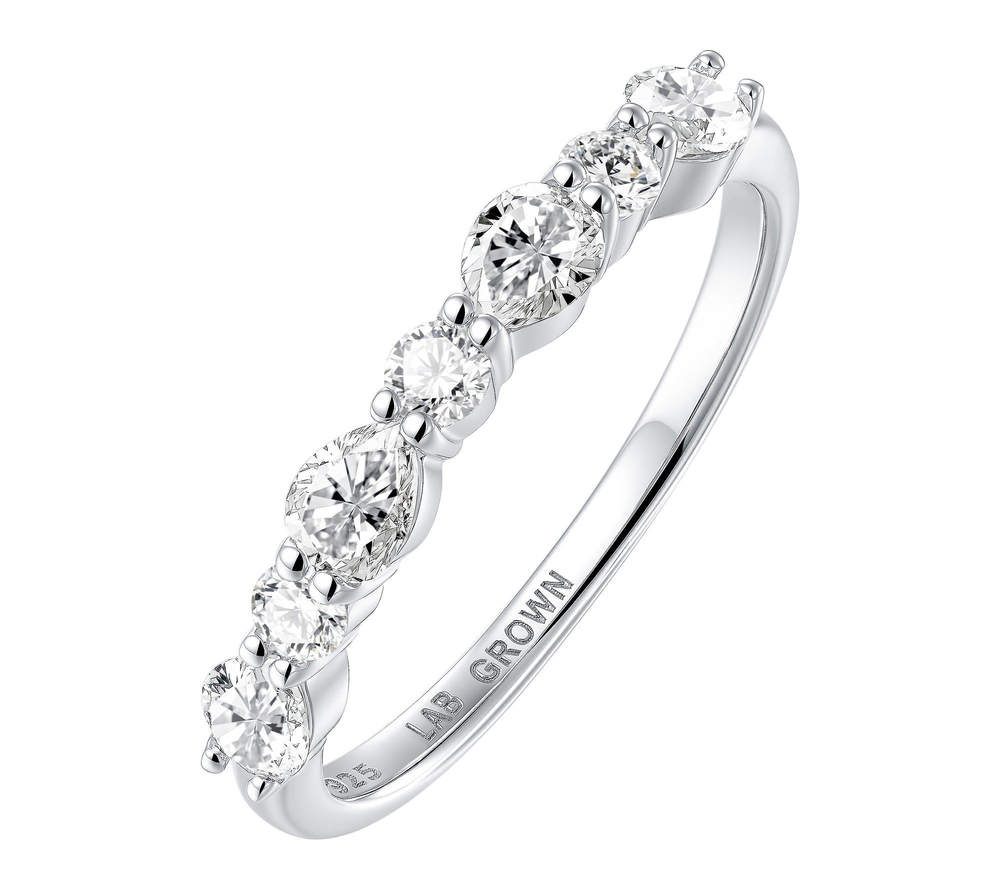 Fire Light 0.70cttw Lab Diamond 7-Stone Band Ring, Sterling Sil