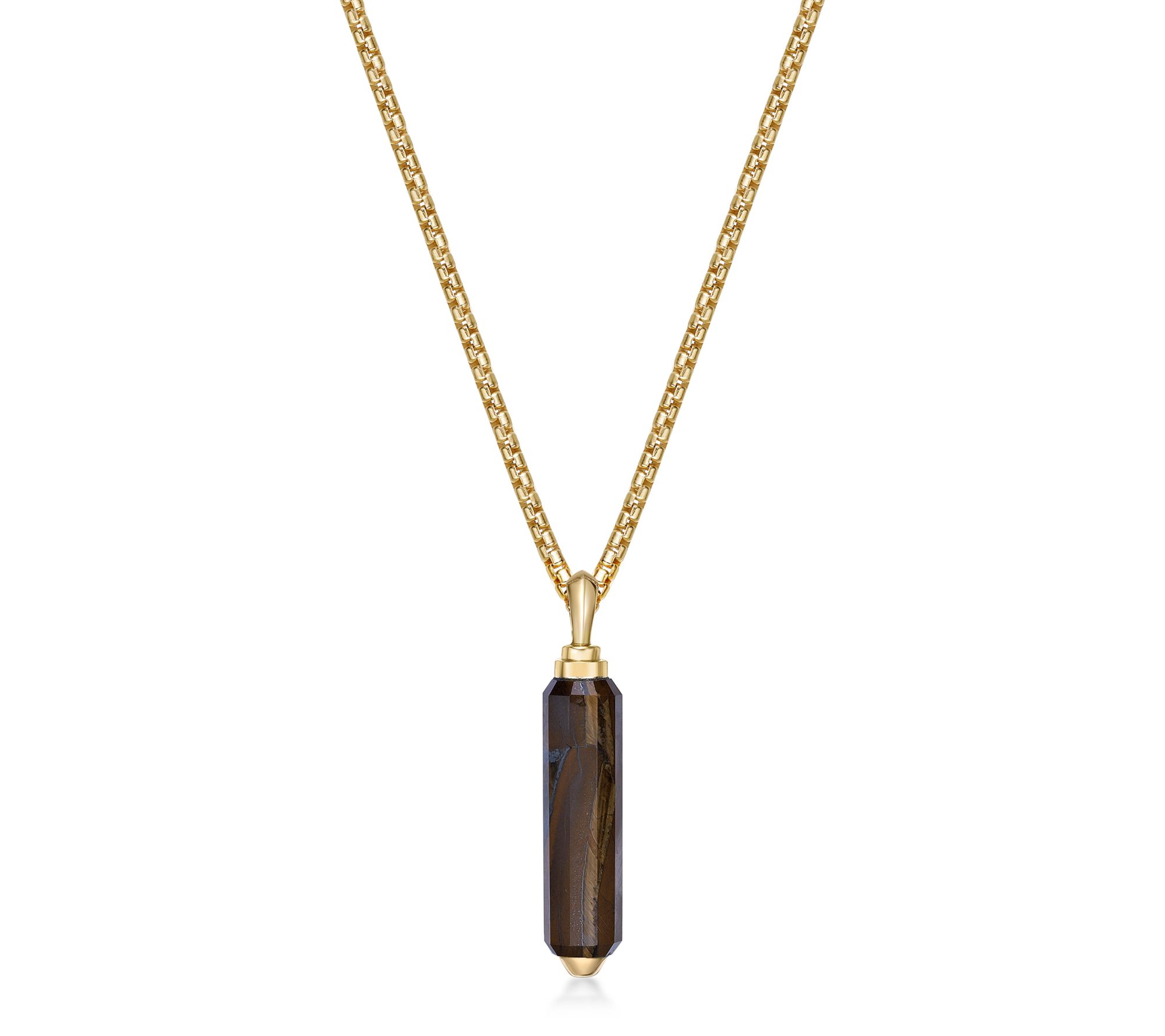 LYNX 14K Gold Plated Gemstone Pendant w/ Box Chain