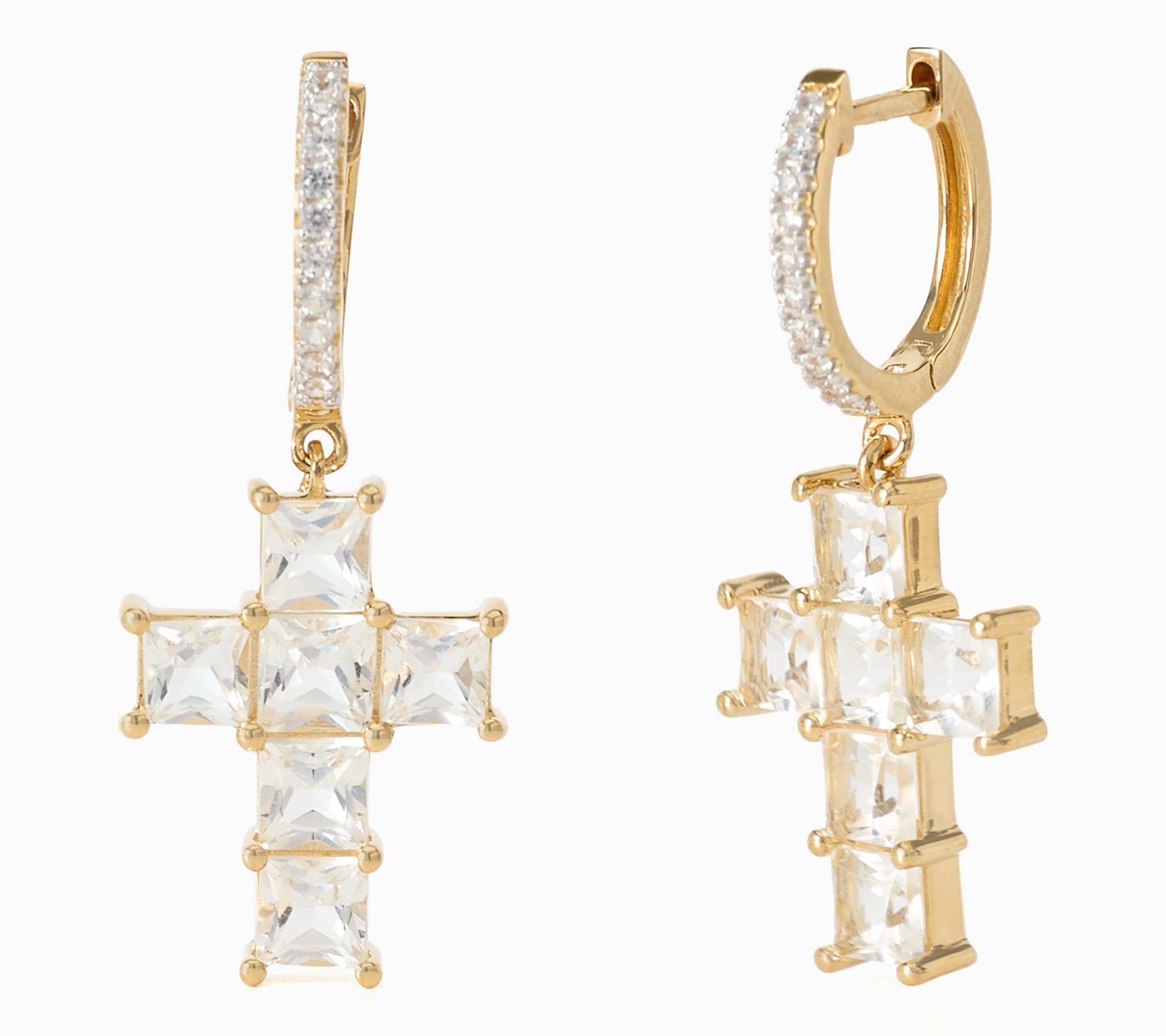 JEN by Jennifer Miller Princess Cut Cross Earrings, Sterling Silver