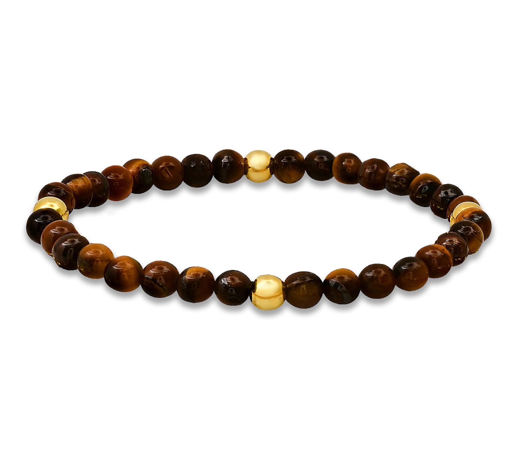 Silver Style Sterling Silver and Tiger Eye Beaded Bracelet
