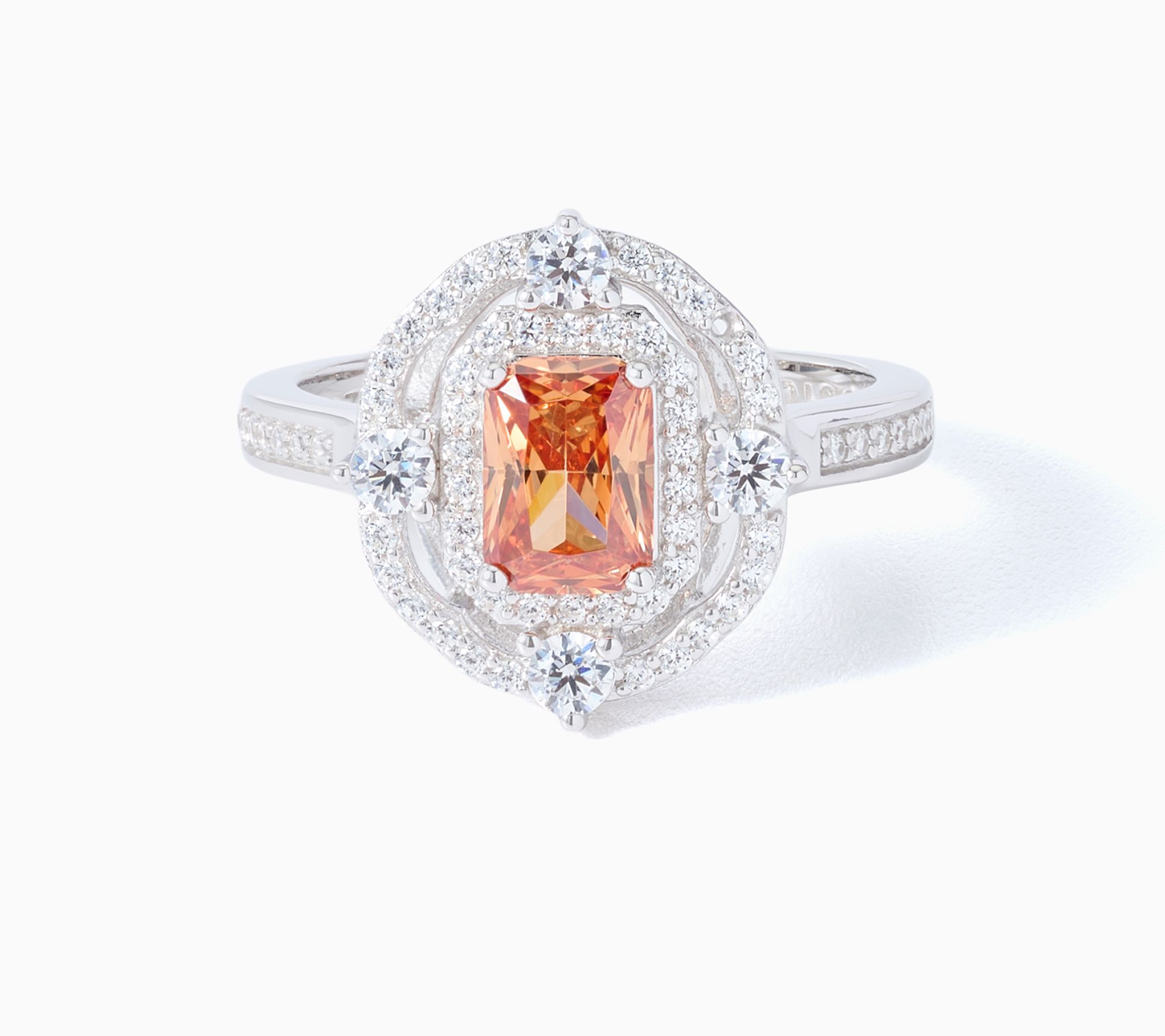 Diamonique x Kathy Levine Antica Emerald Cut Ring,Sterling