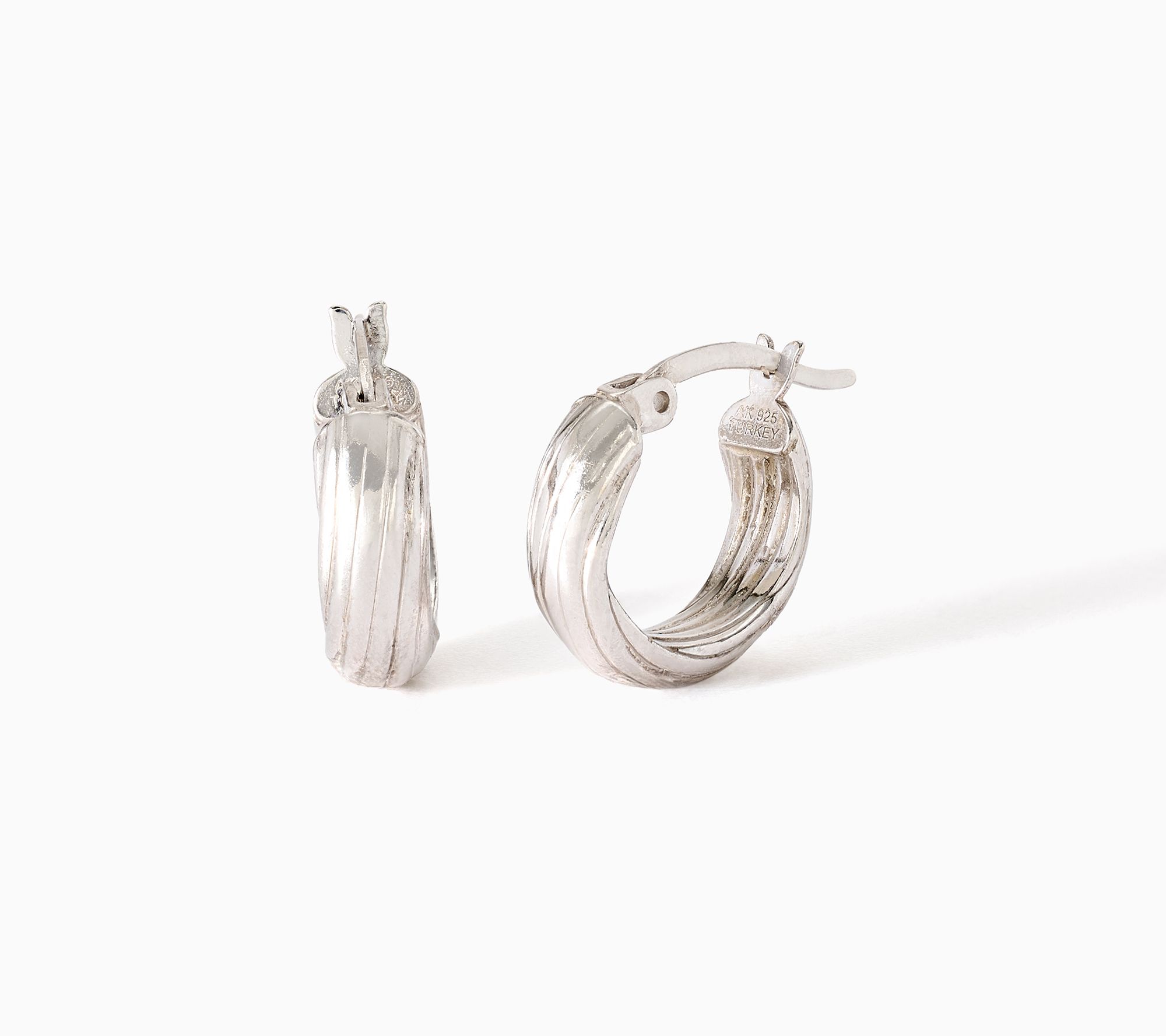 Silver Style 0.50 in Twist Texture Hoop Earring Sterling