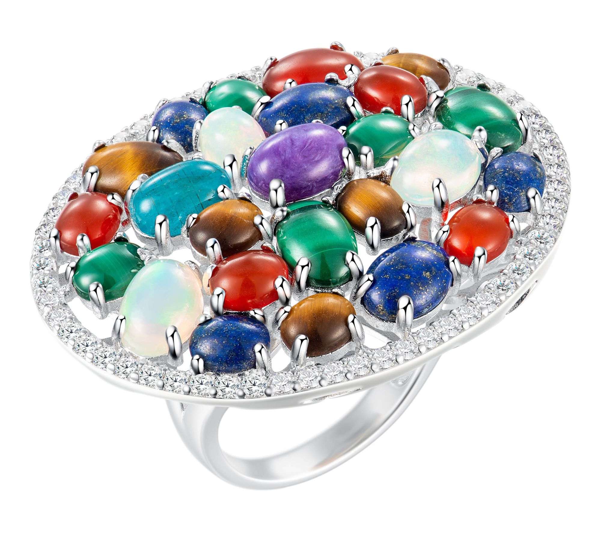Affinity Gems Multi-Color Gemstone Cocktail Ring, Sterling
