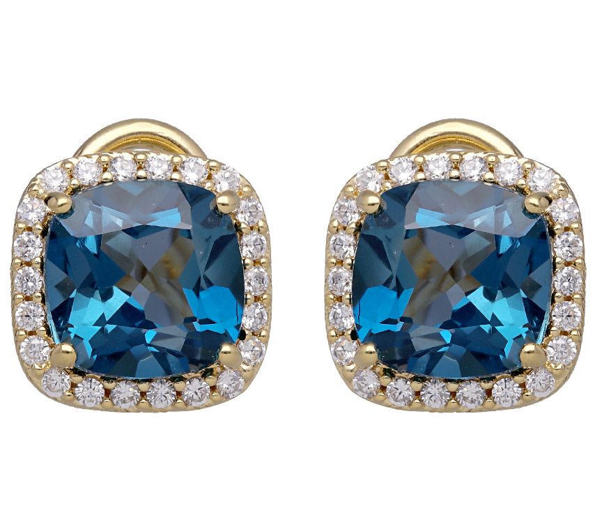 Judith Ripka 14K Clad Diamonique & Blue Topaz Earrings - QVC.com