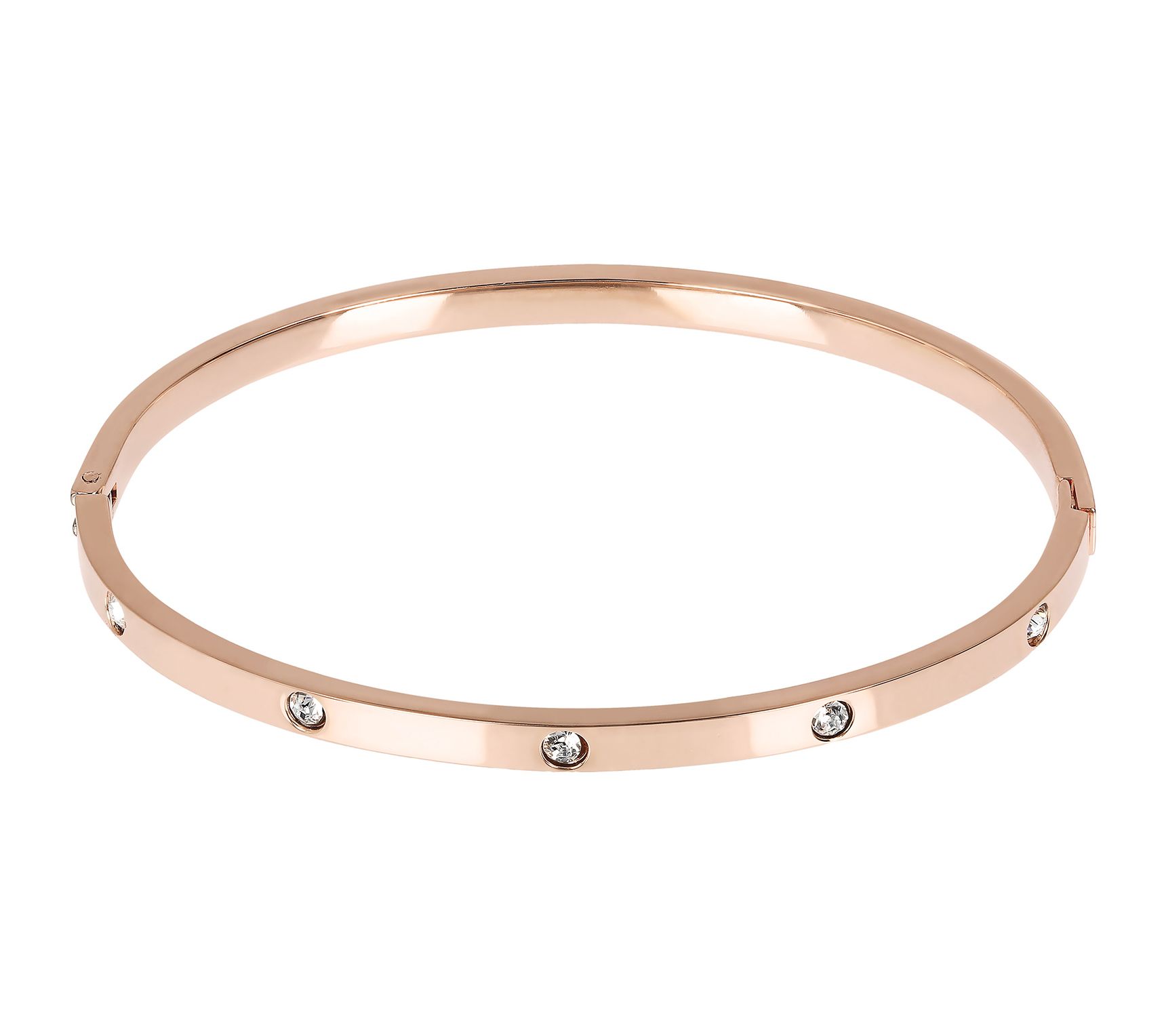 Steel by Design Crystal Accent Hinged Bangle