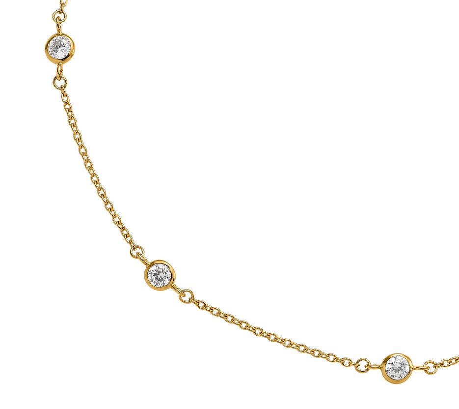 14K Gold Cubic Zirconia Station Ankle Bracelet - QVC.com