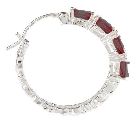 Sterling 3.60 ct tw Garnet Hoop Earrings - QVC.com