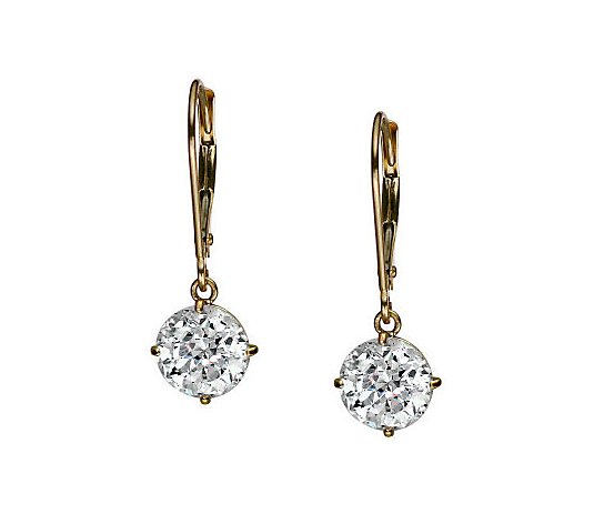 Diamonique 100 Facet 3 ct tw Lever Back Earrings, 14K Gold - QVC.com