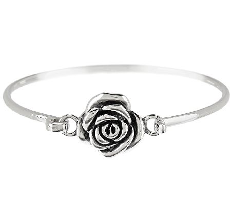 Or Paz Sterling Silver Rose Hinged Bangle Bracelet - Page 1 — QVC.com