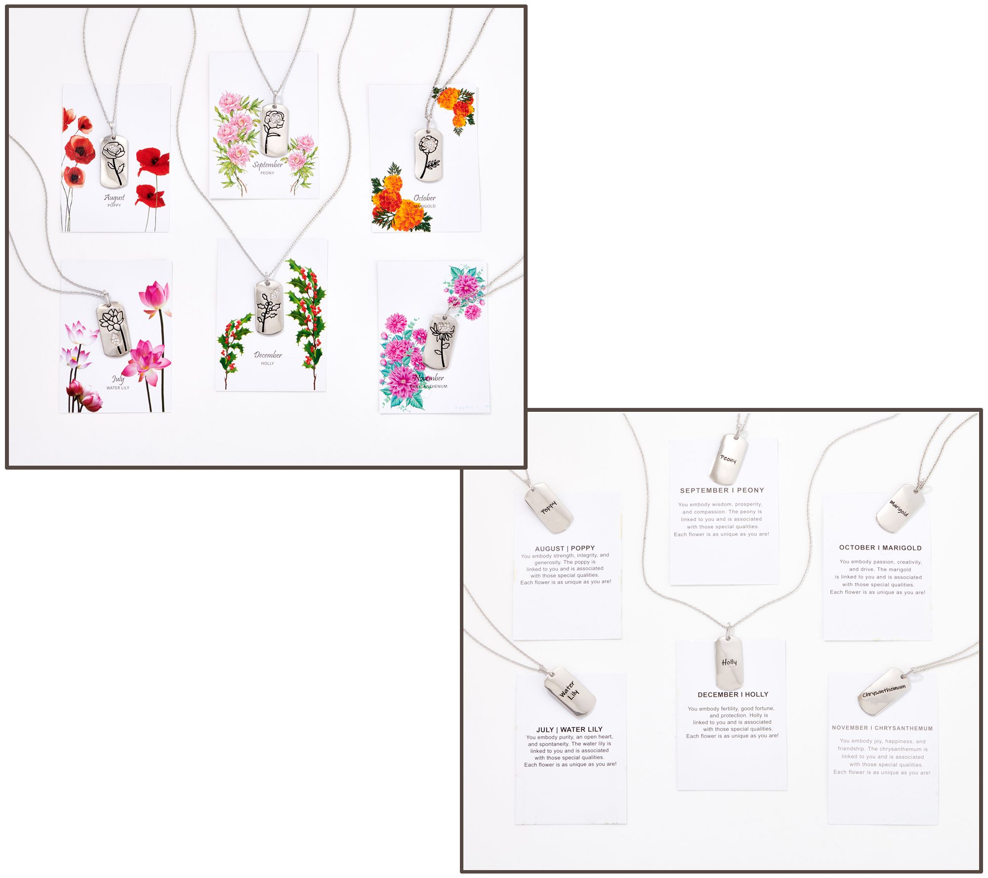 Diamonique Birth Flower Necklace Gift Sterling Silver Qvc Com