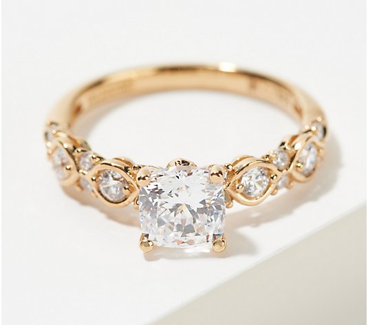 Diamonique 89 Facet Dandelion Cut Bridal Ring Sterling Silver
