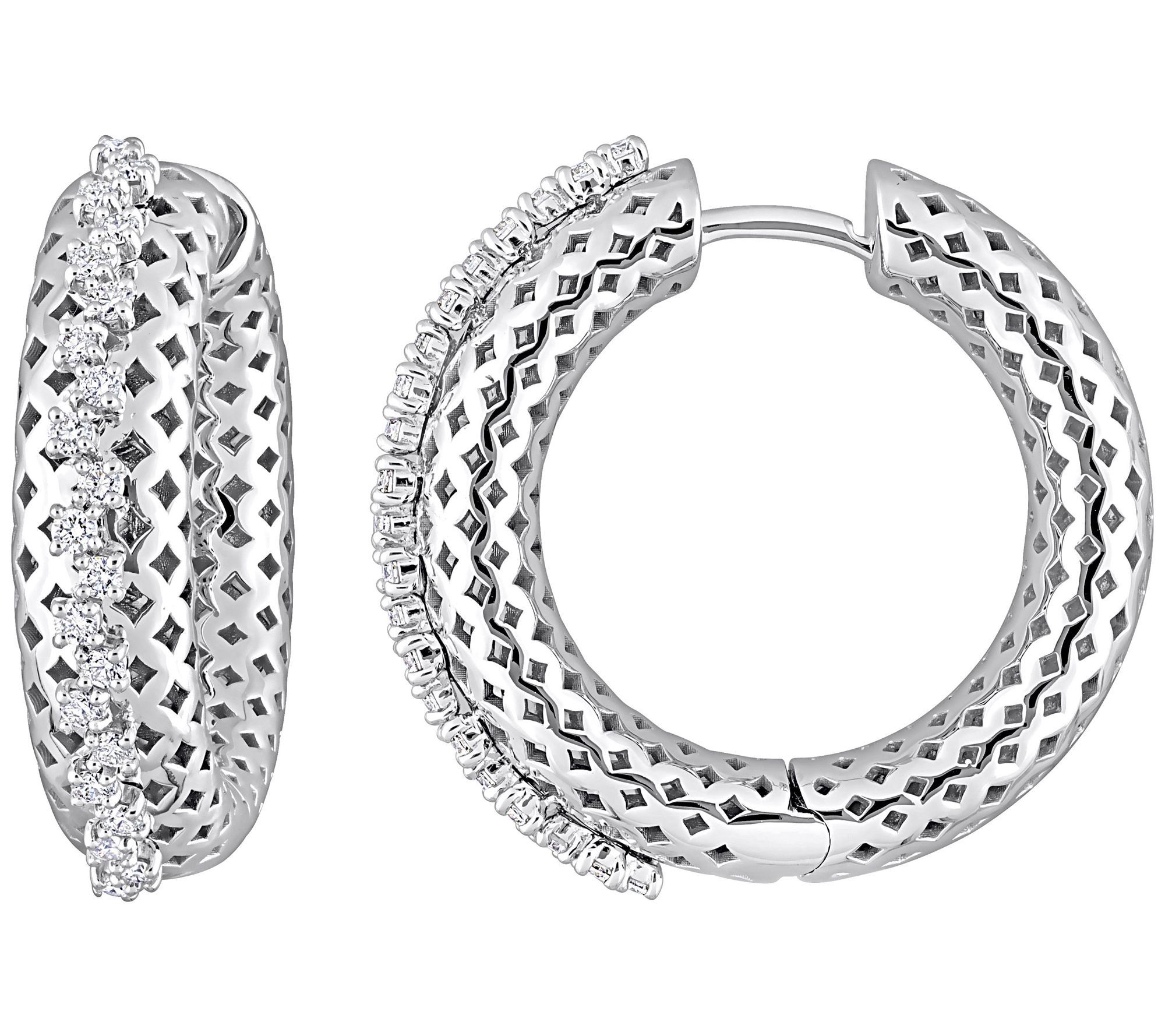 Affinity 0.40 cttw Diamond Hoop Earrings, 14K White Gold