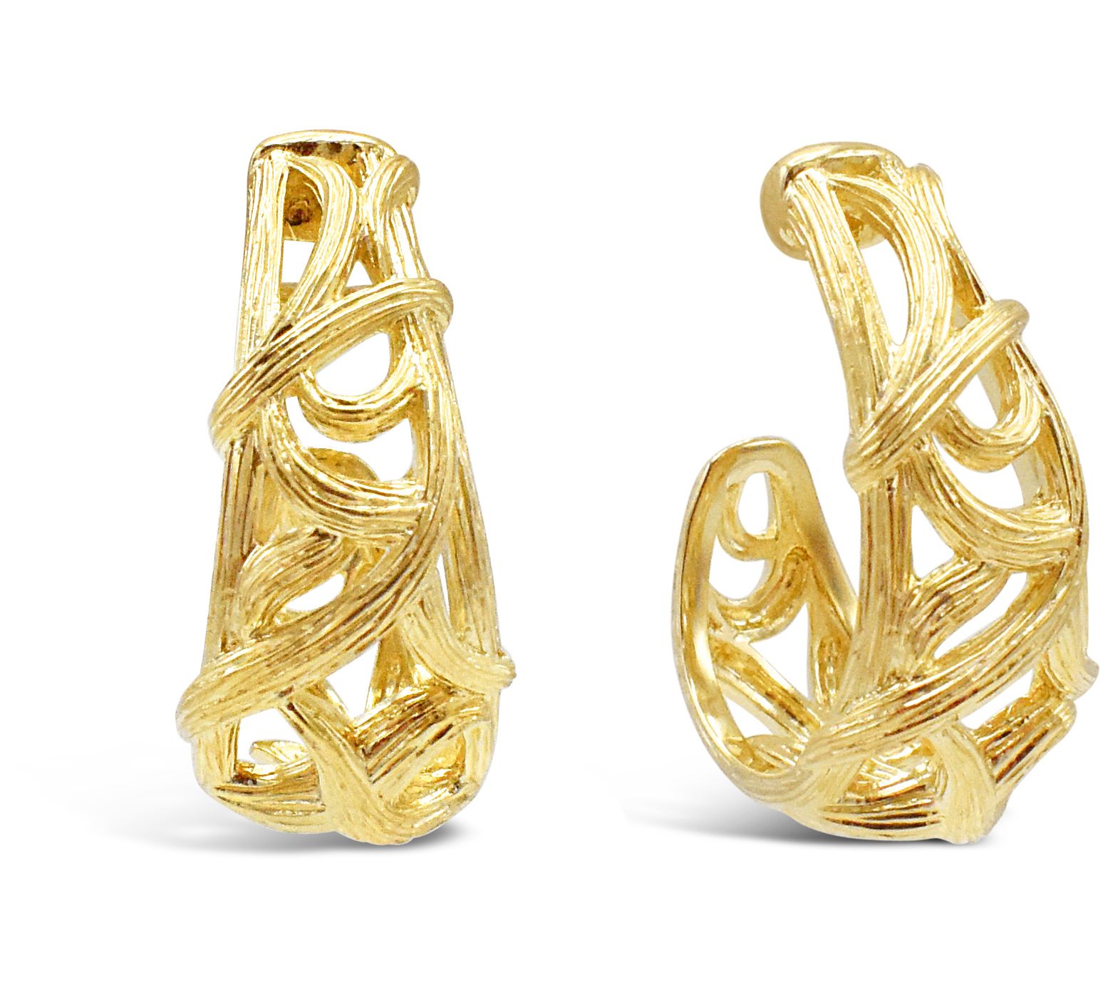 Ariva 14K Clad Sterling Silver Openwork Hoop Earrings