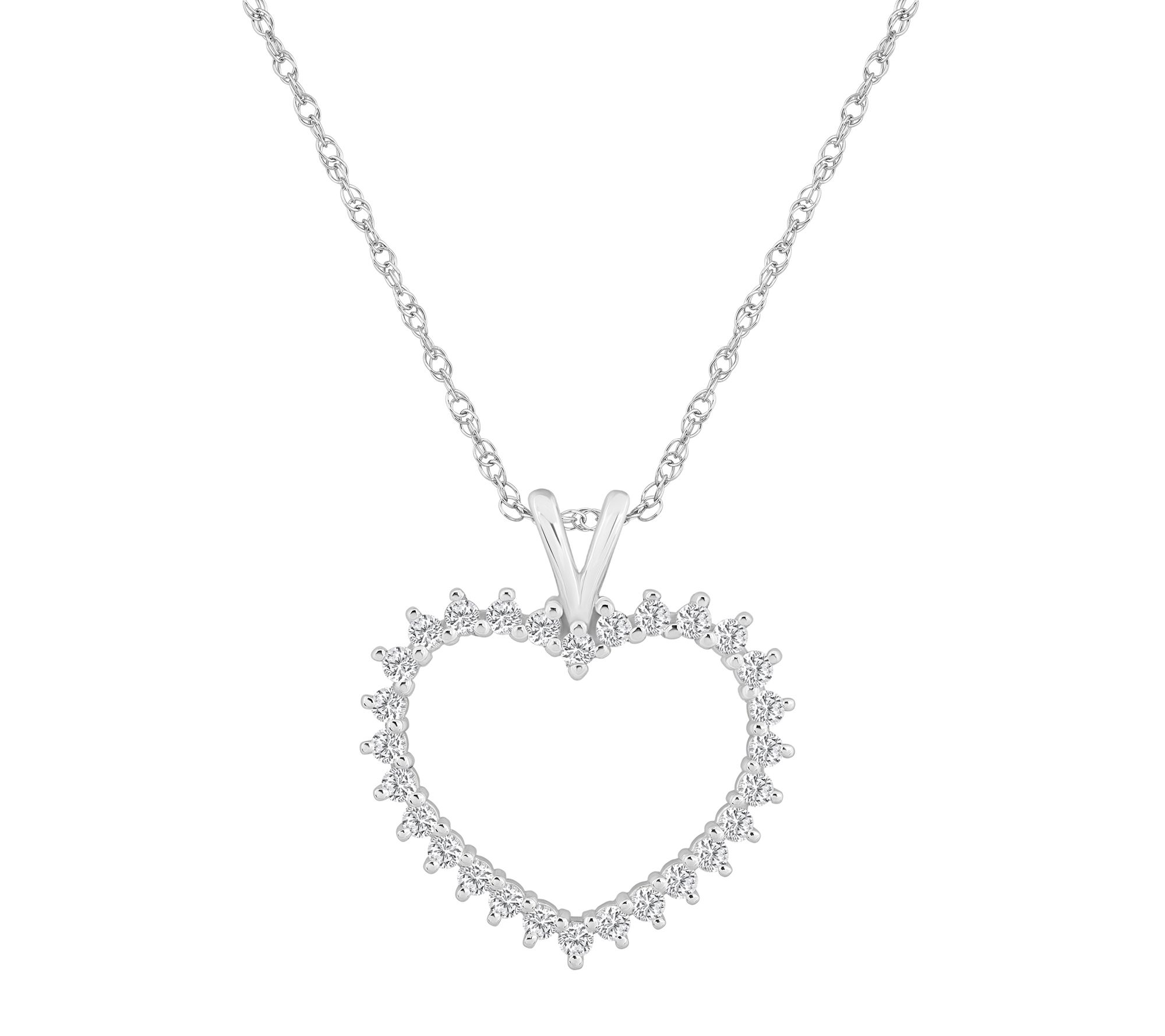 Affinity 0.50 cttw Diamond Open Heart Pendant w / Chain, 14K