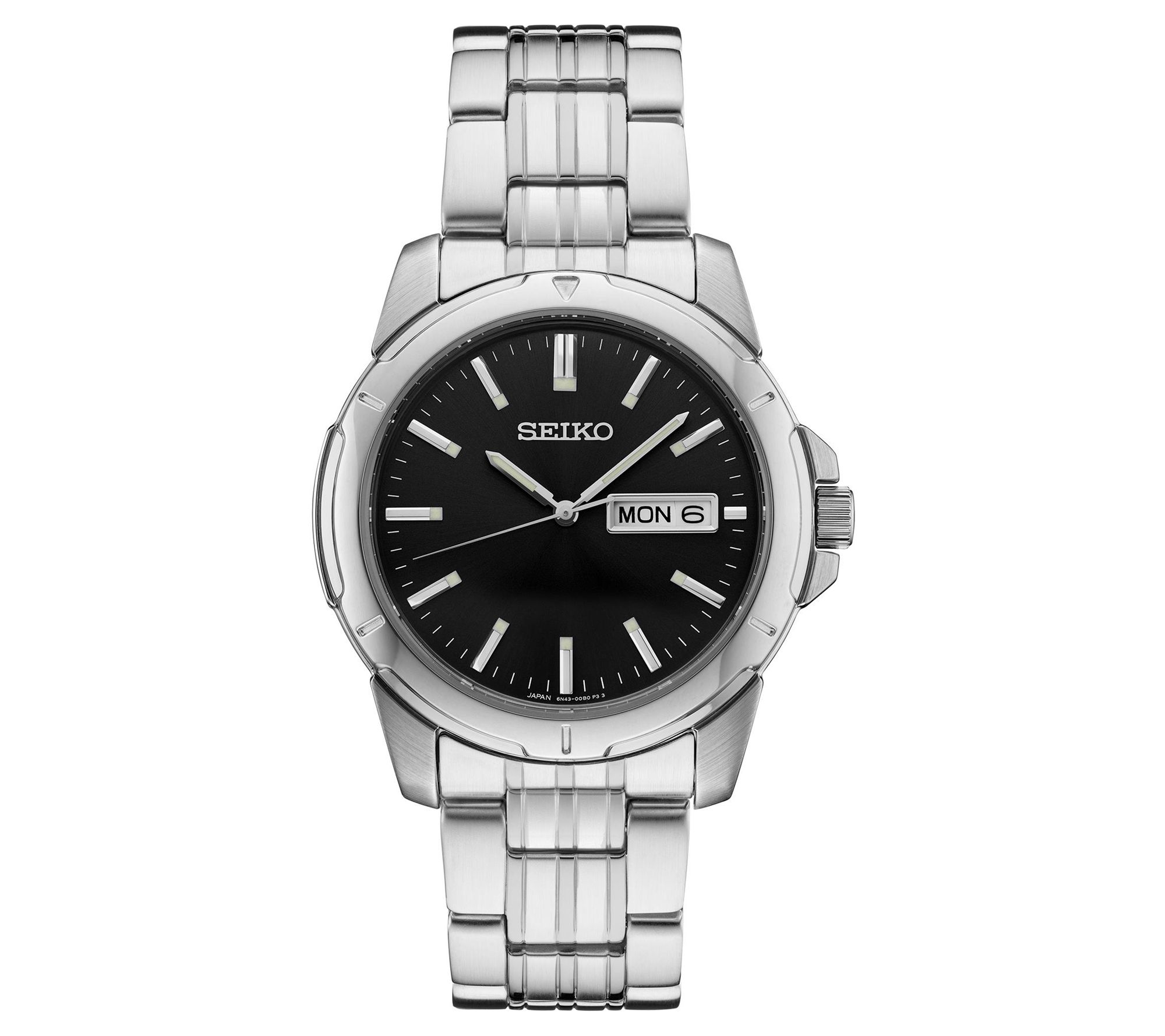 Seiko Men's Essentials Stainless Steel Black D ial Watch