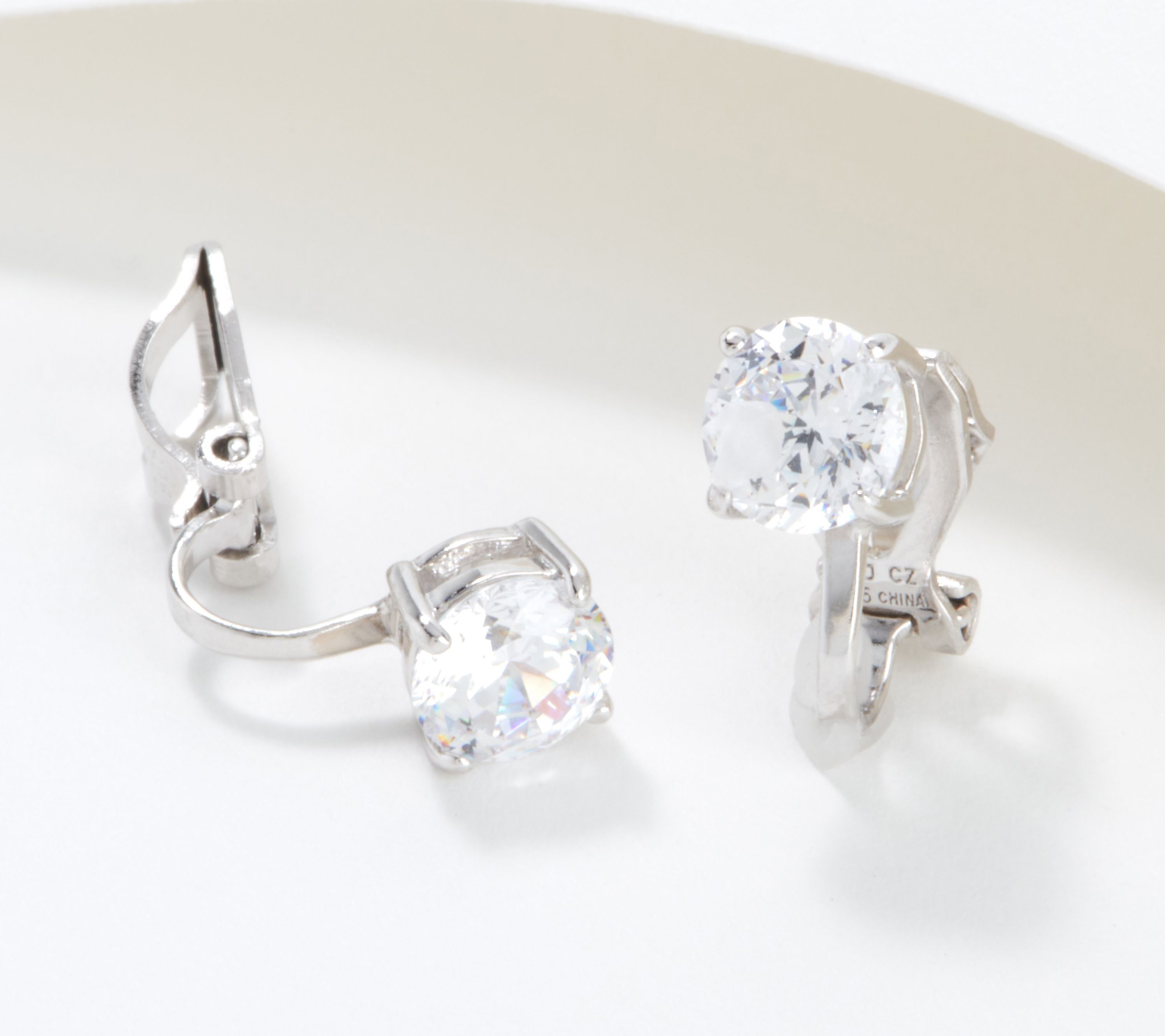 "As Is" Diamonique 100 Facet ClipOn Earrings Sterling Silver