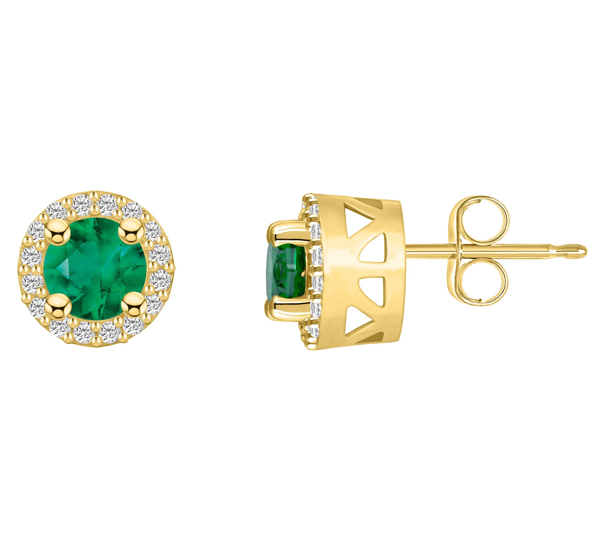 Affinity 14K Yellow Gold Gemstone & 0.20 cttw D iamond Studs