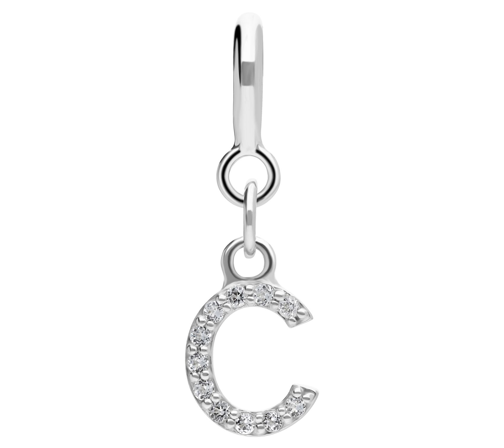 Elyse Ryan Sterling Silver White Topaz I nitialCharm