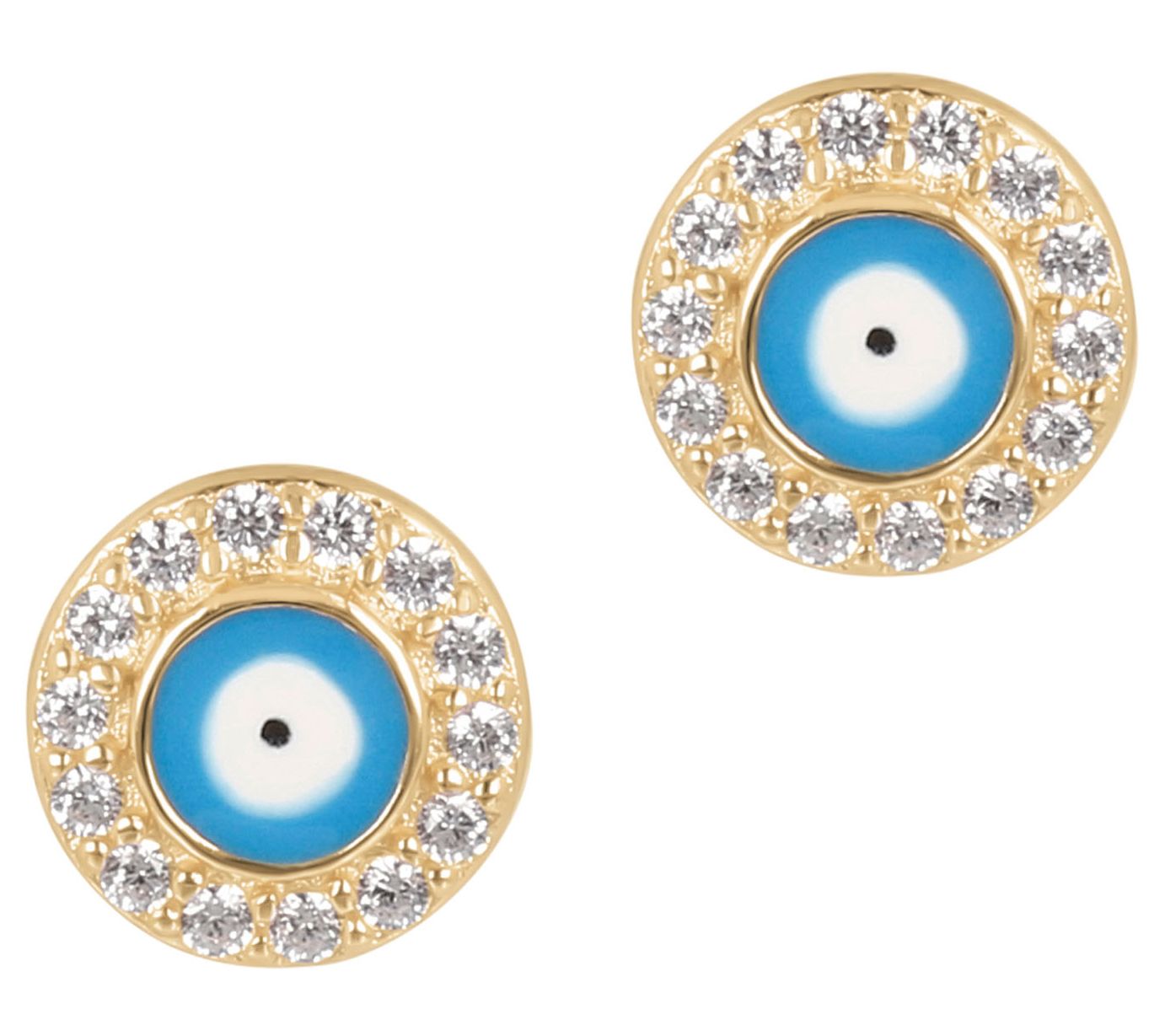 Diamonique Evil Eye Enamel Earrings, Sterling Silver