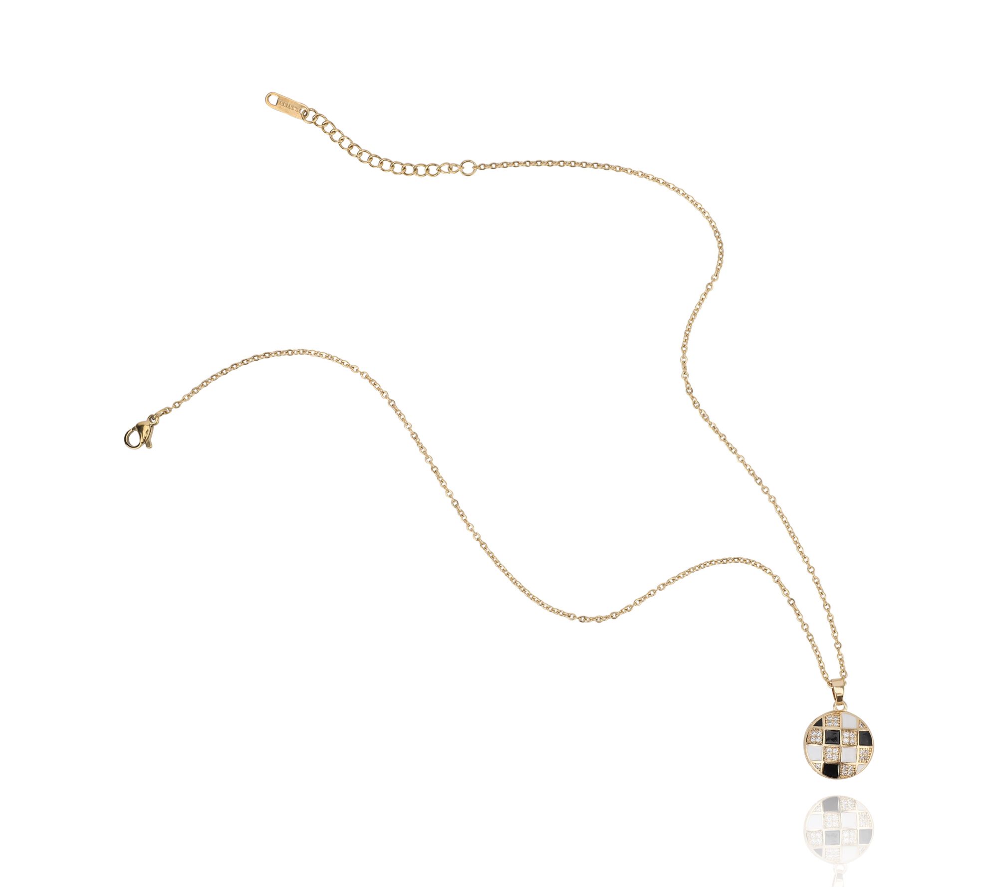 Vintage Havana Marina Goldtone Pave Checkered P endant w/ Chai