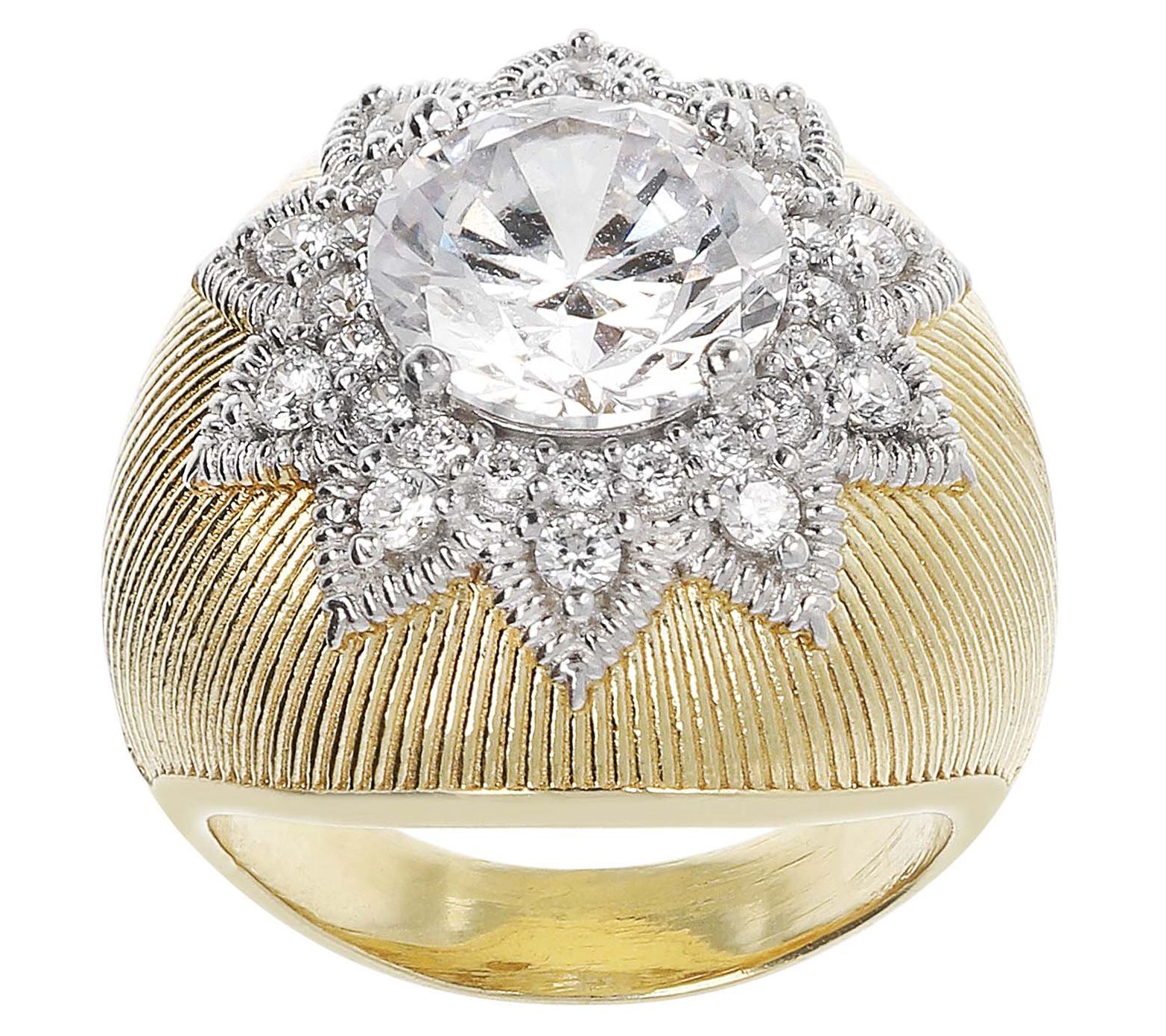 Genesi Two-Tone Sterling 4.55 cttw White Topaz Cocktail Ring