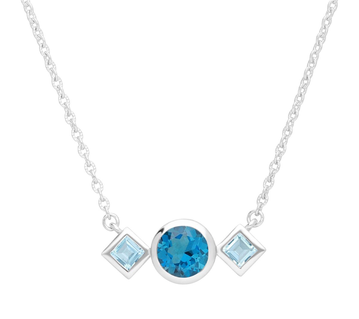 Ariva Sterling-Silver Three-Gemstone Blue Topaz Necklace