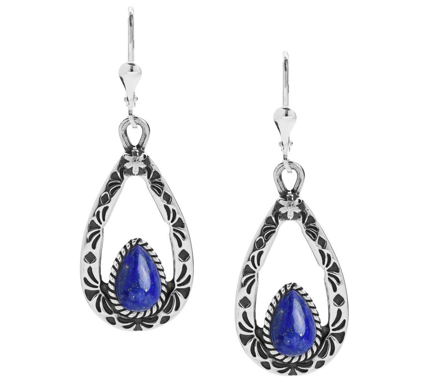 American West Classics Sterling Silver Gemstone Drop Earrings