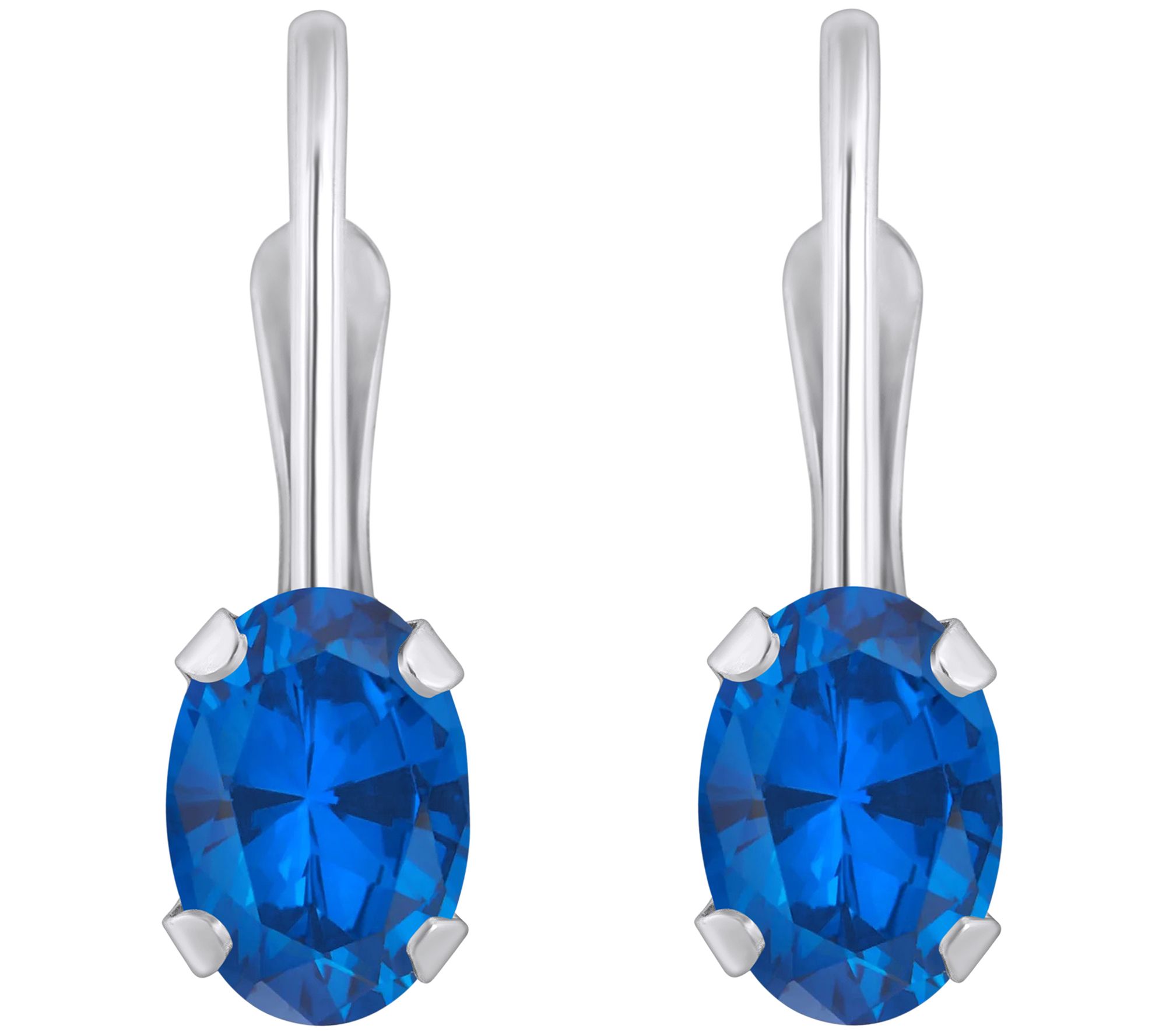Affinity Gems Created Oval Leverback Earrings, 10K White Gold