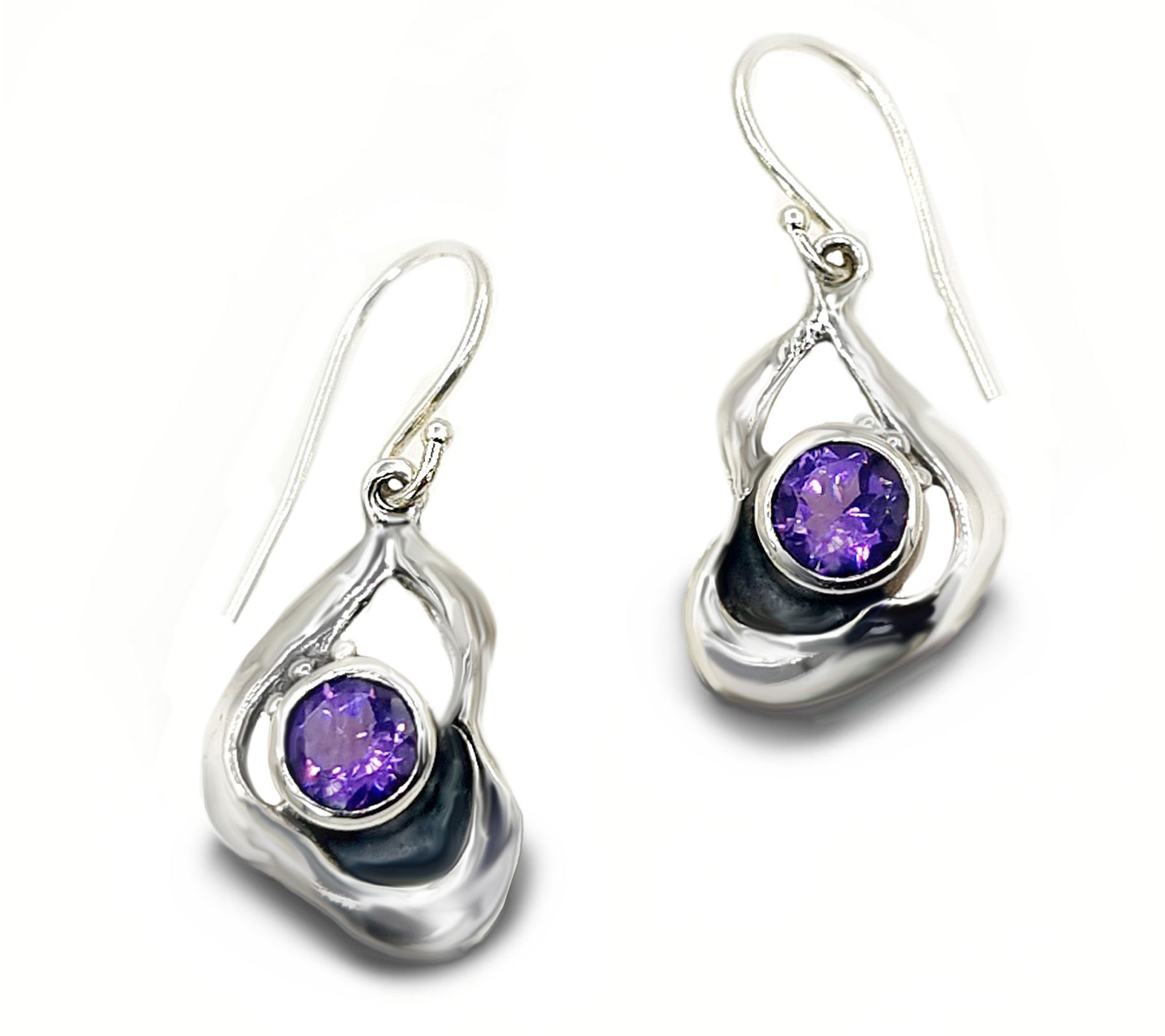 Hagit Sterling Silver Free Form Gemstone Drop Earrings